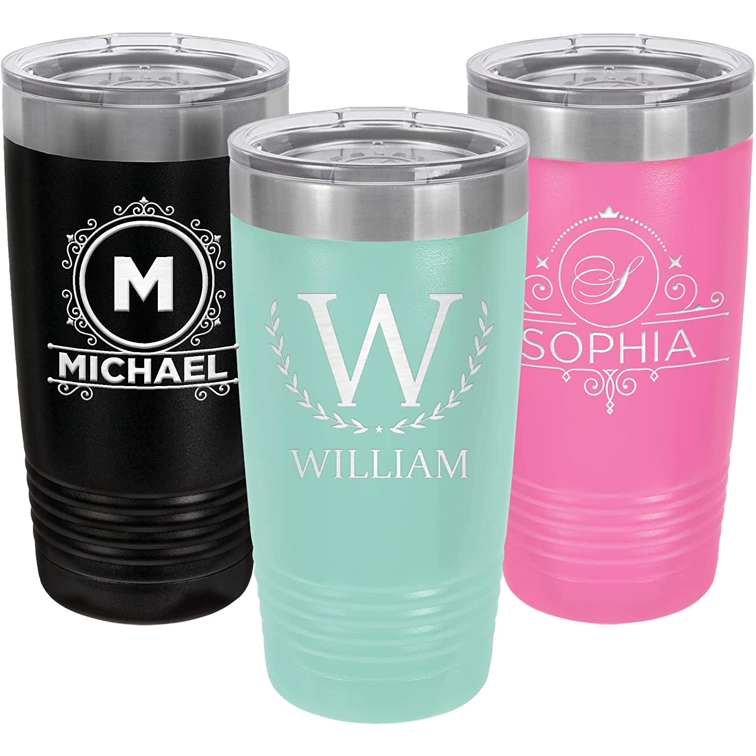 Custom Personalized Monogram Initial and Name Coffee Tumblers 20 oz.