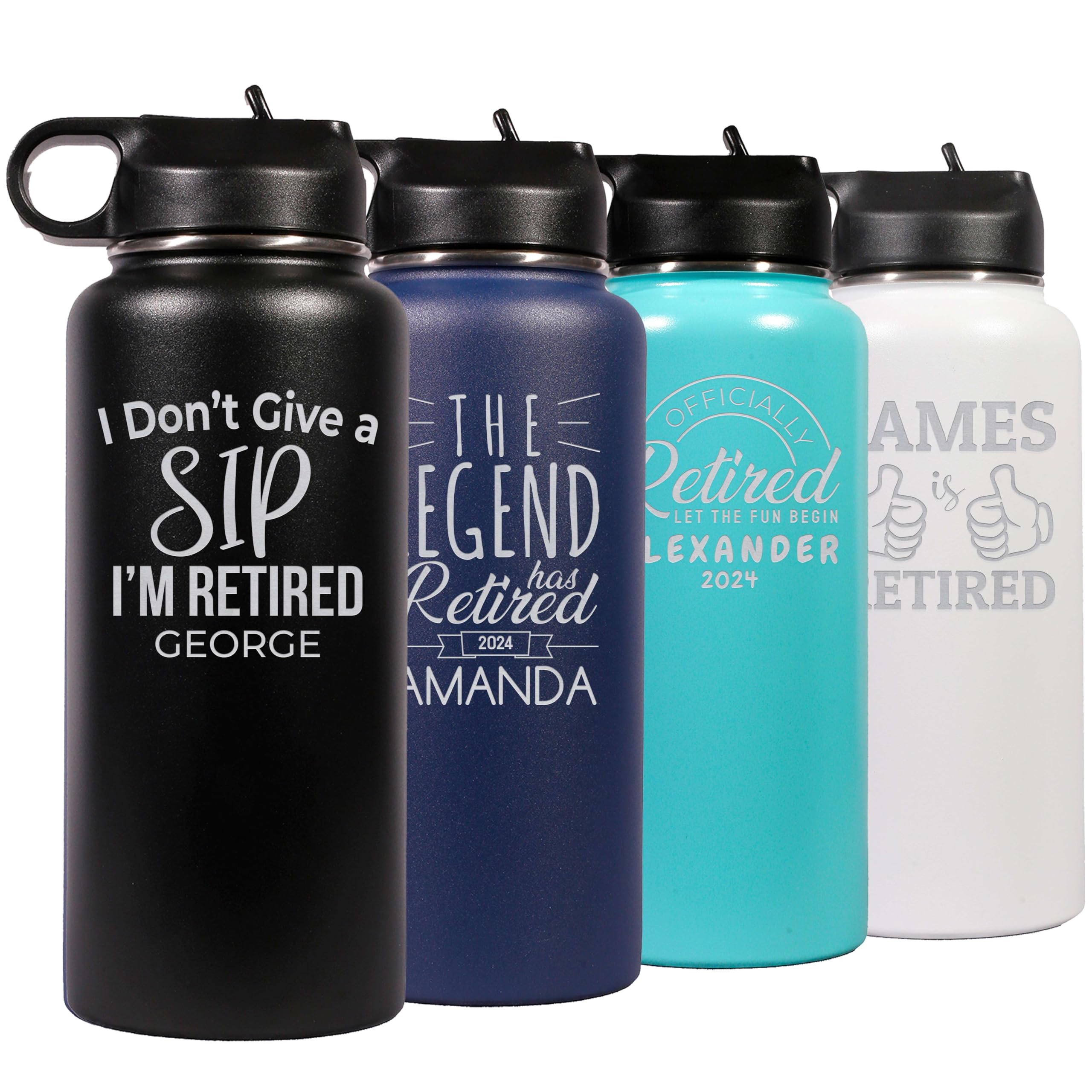 Custom Personalized Happy Retirement Water Bottle 32 oz.