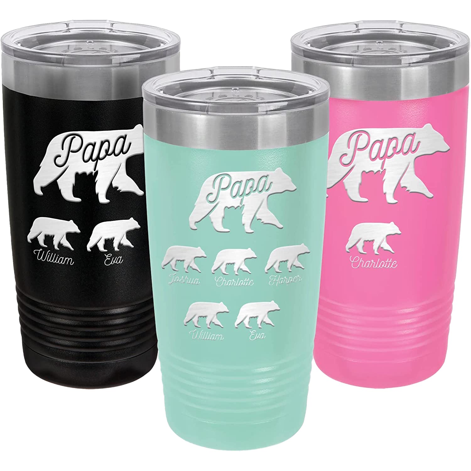 Custom Personalized Papa Bear & Cubs Tumbler 20 oz.