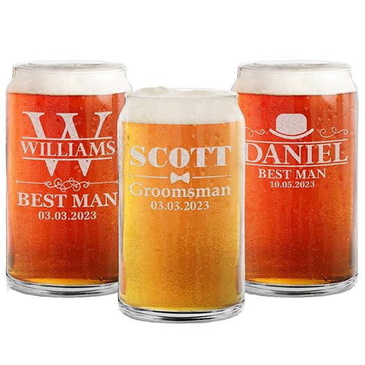 Custom Personalized Groom Beer Can Glasses 16 oz.