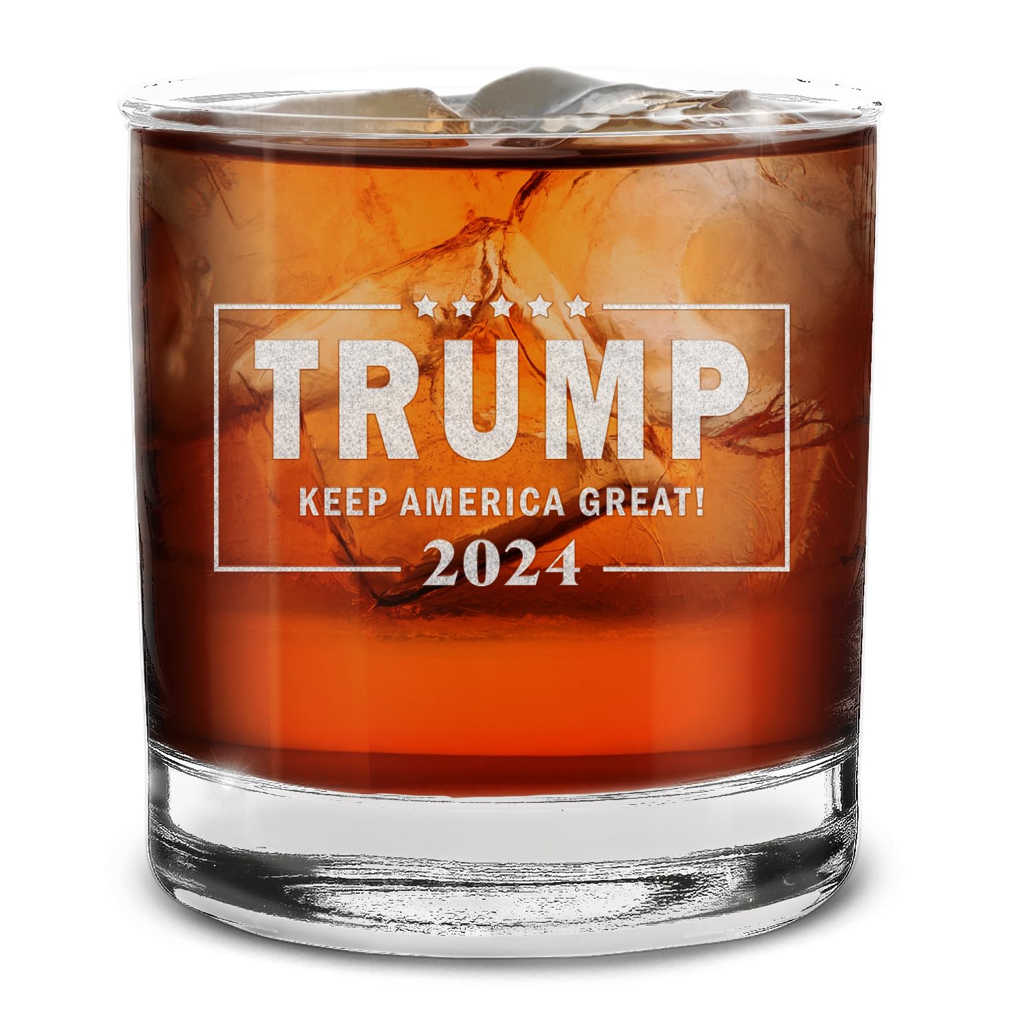 Trump Keep America Great! 2024 Engraved Whiskey Glass 11 oz.