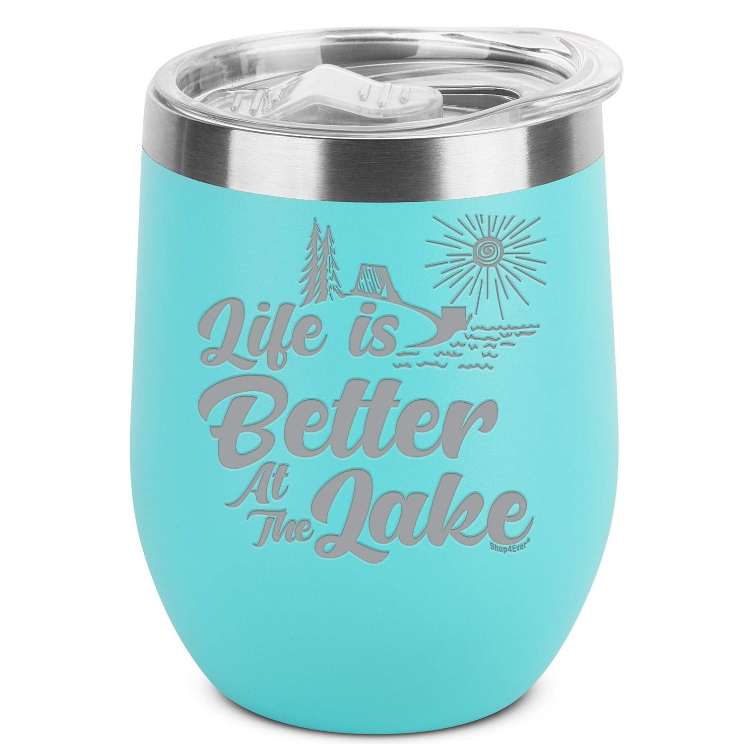 Life Is Better At The Lake Engraved Insulated Stainless Steel Wine Tumbler 12oz.