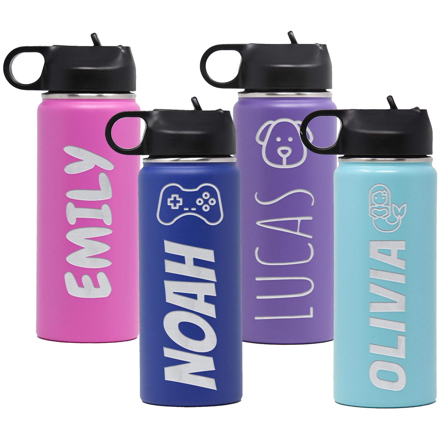 Custom Personalized Insulated Stainless Steel Water Bottle for Kids 18 oz.