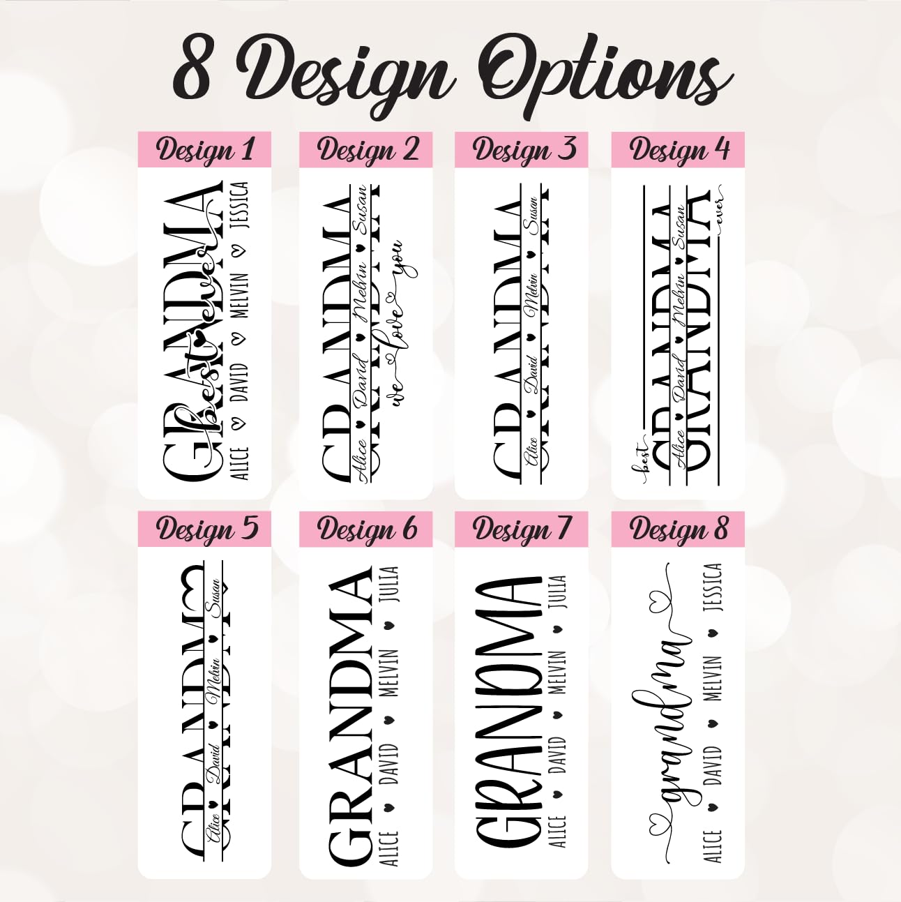 Custom Personalized Grandma Your Grandkids Name Engraved Insulated Stainless Steel Tumbler with Lid 20 oz.