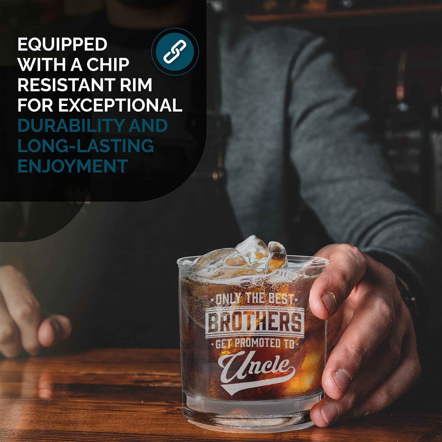 Only The Best Brothers Get Promoted To Uncle Engraved Whiskey Glass 11 oz.