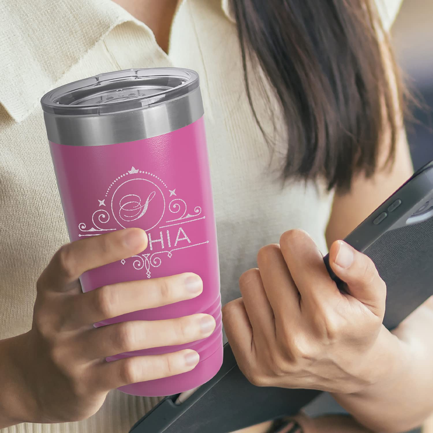 Custom Personalized Monogram Initial and Name Coffee Tumblers 20 oz.