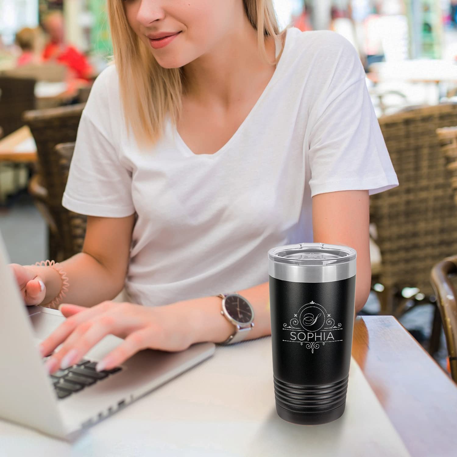 Custom Personalized Monogram Initial and Name Coffee Tumblers 20 oz.