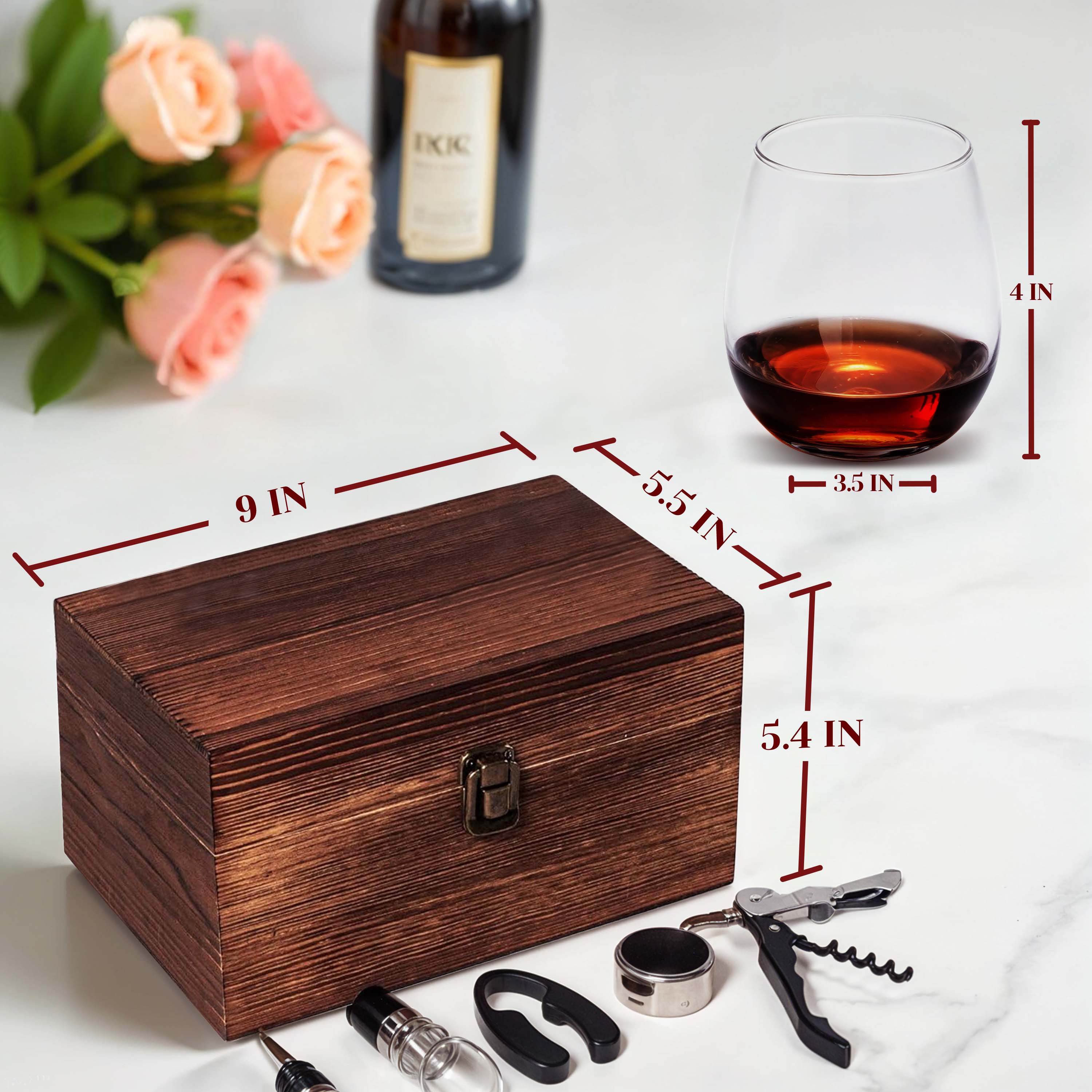 Custom Couples Initials and Date Arrow Set of 2 Stemless Wine Glasses and Accessories with Engraved Wine Box Design Your Own Personalized Gift for Him Her Couples