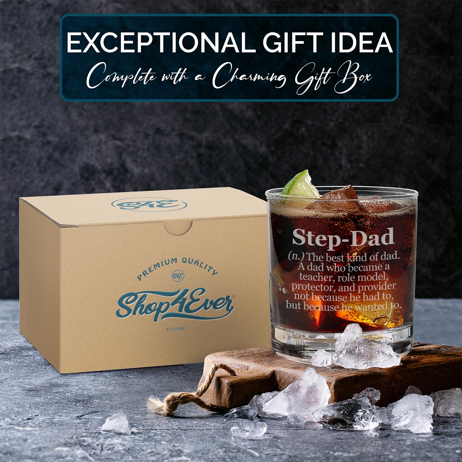 Step-Dad Definition Engraved Whiskey Glass 11oz.