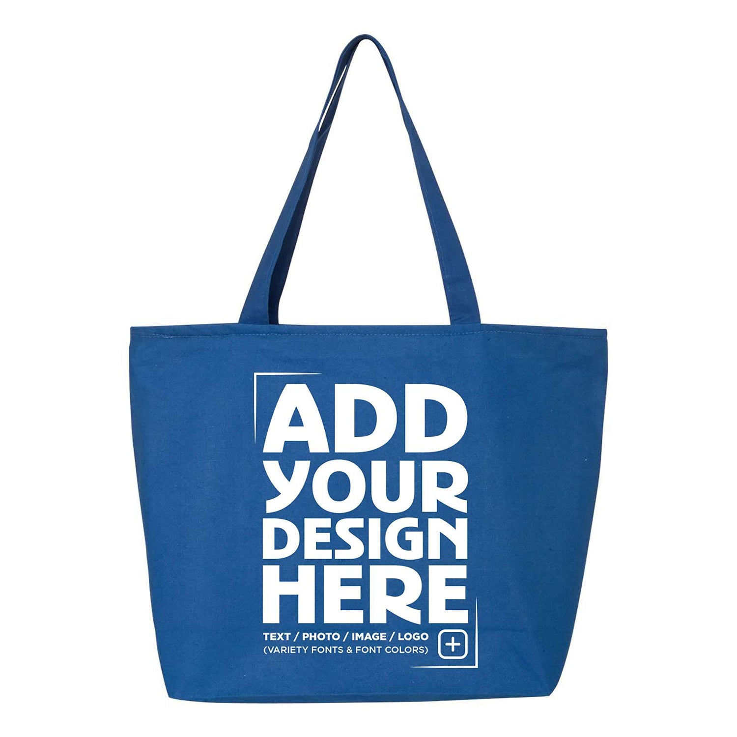 Custom Personalized Design Your Own Heavy Canvas Tote with Zipper Reusable Shopping Bag
