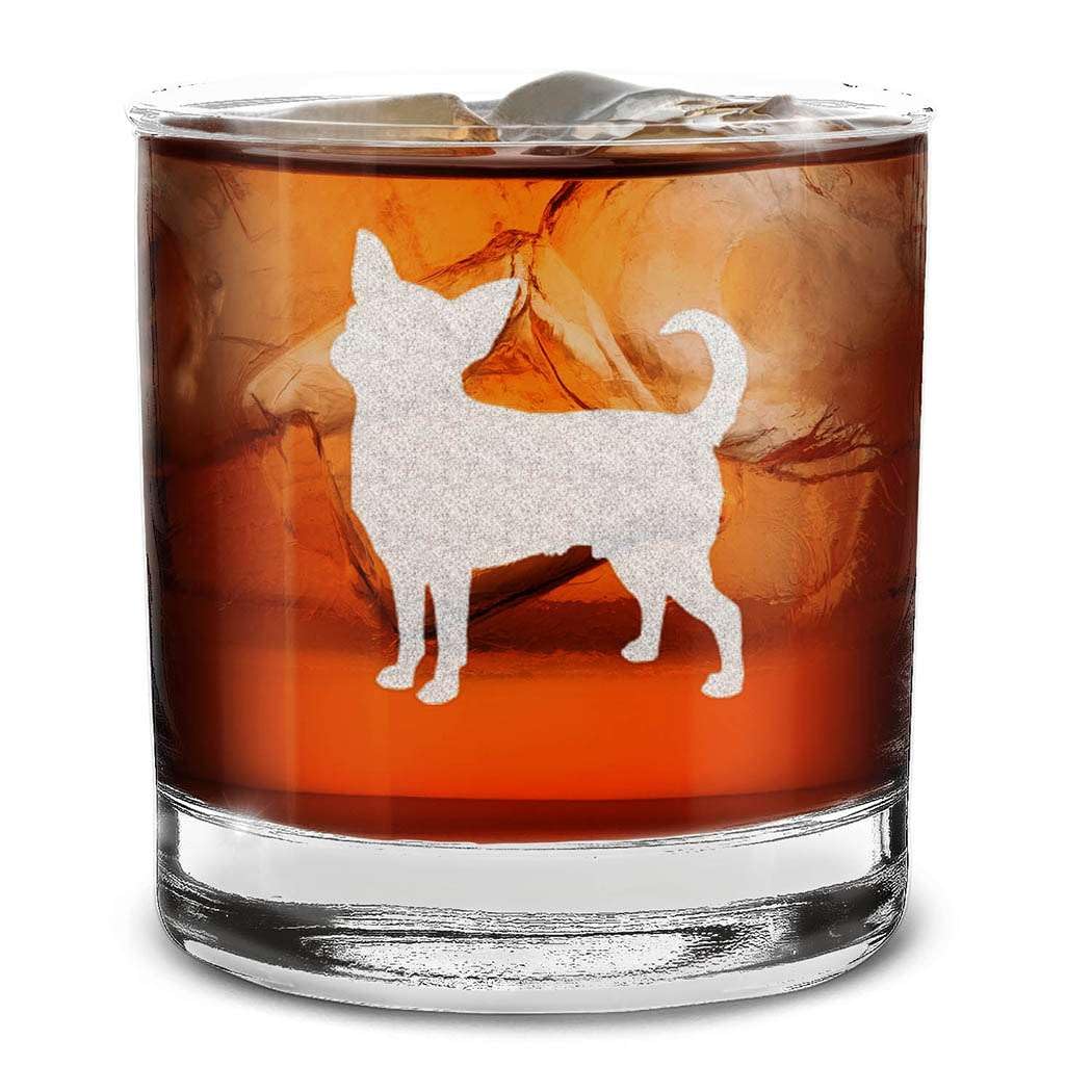Dog Breeds Silhouettes Engraved Whiskey Glass 11 oz.