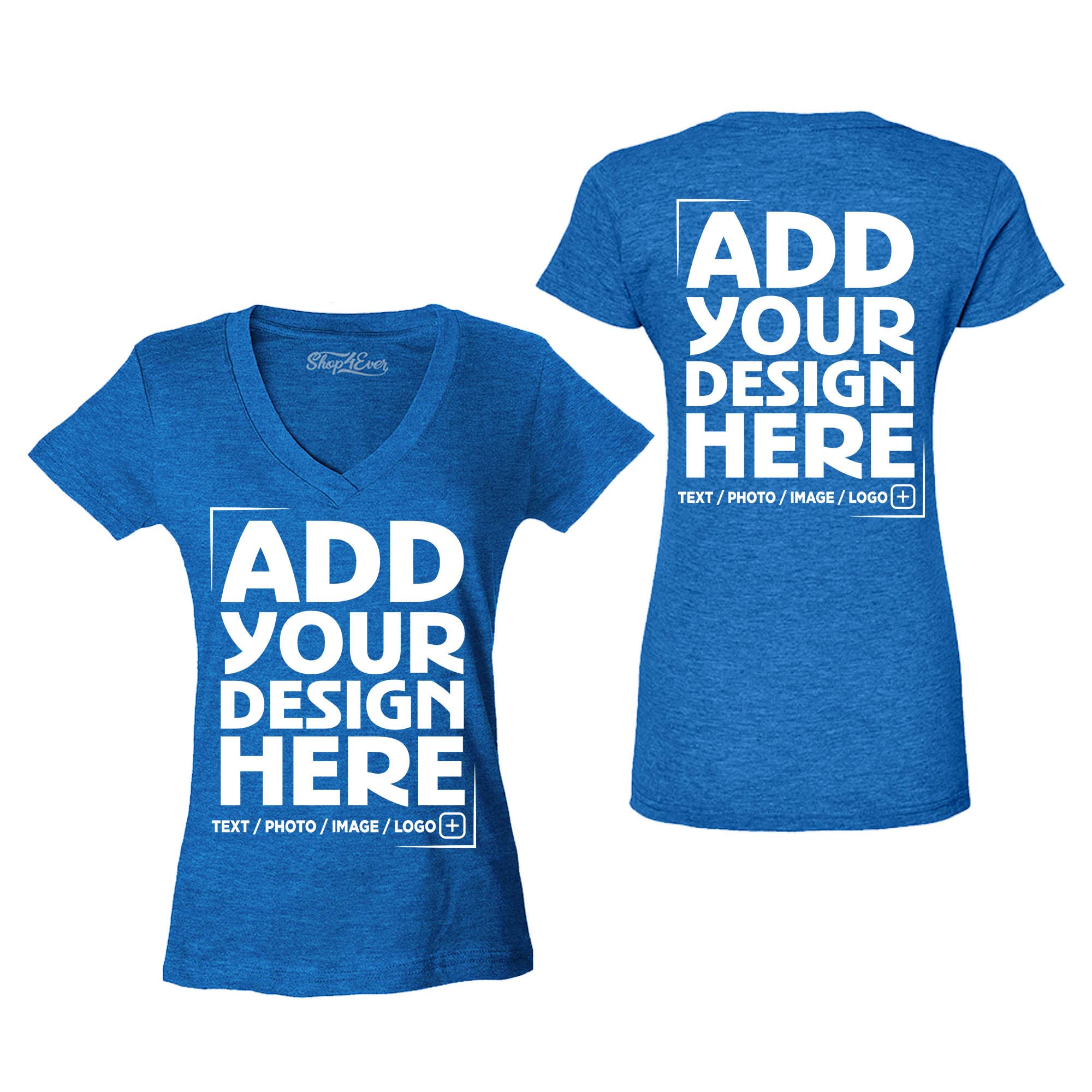Custom Personalized Design Your Own Front Back Women's V-Neck T-Shirt