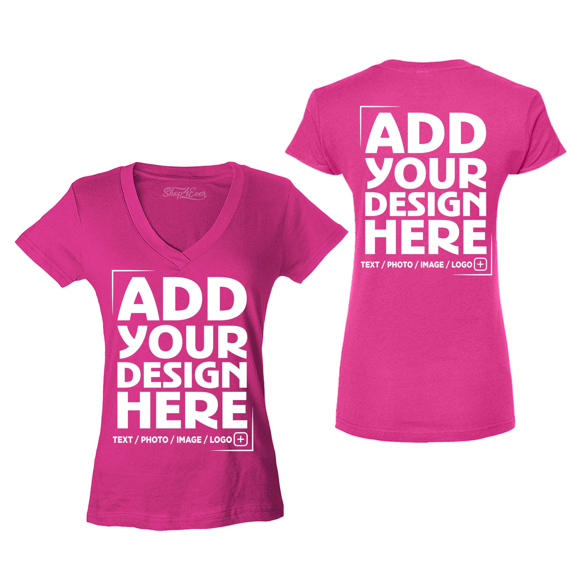 Custom Personalized Design Your Own Front Back Women's V-Neck T-Shirt