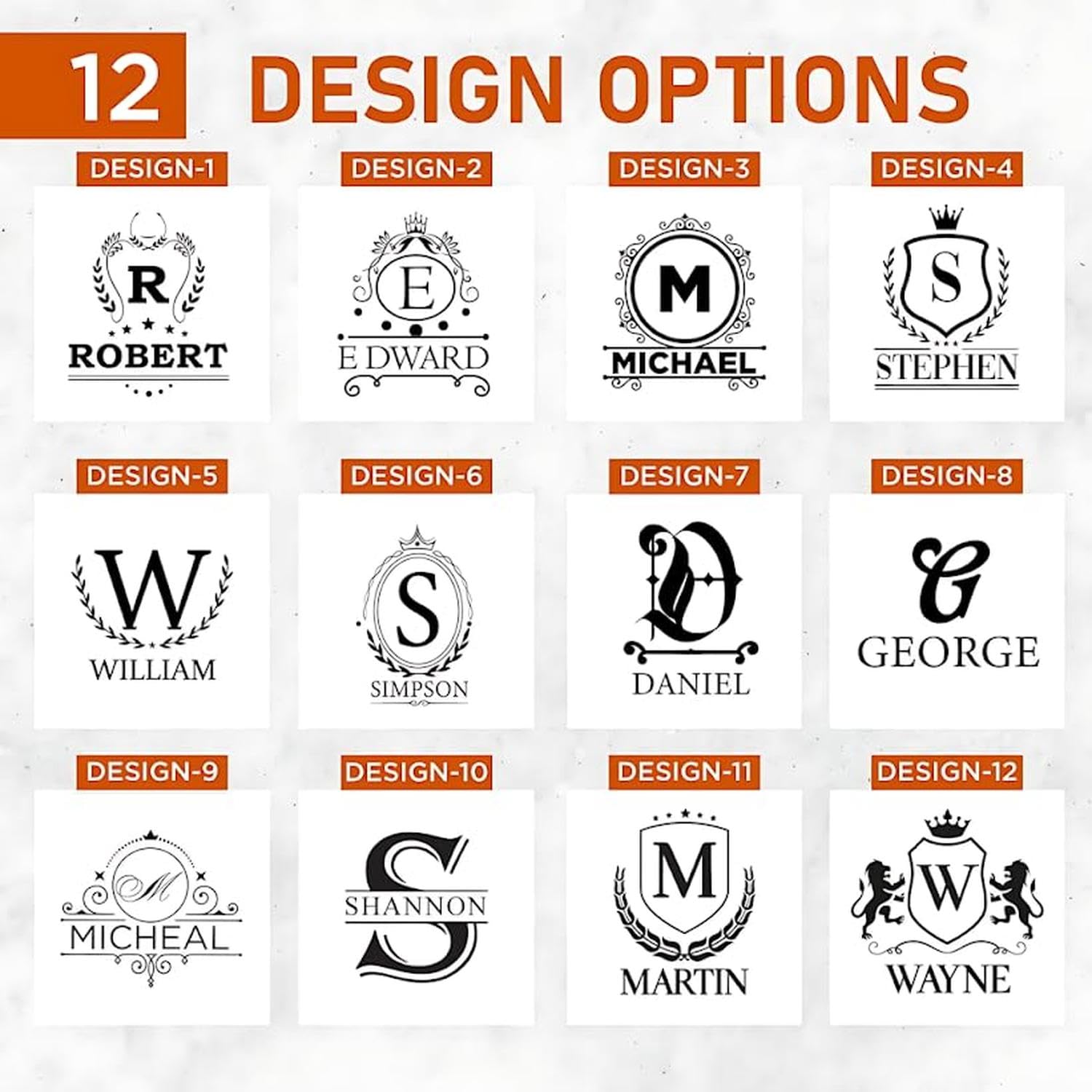 Custom Engraved Monogram 12 Options, Chunky Heavy Liquor/Bourbon Decanter with Glasses, Whiskey Stones, Coasters & Tongs, Premium Whiskey Gift Set for Men, Husband, Dad