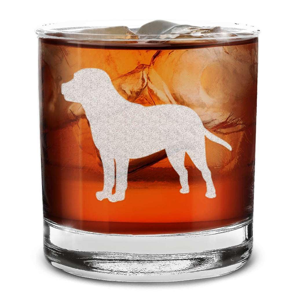 Dog Breeds Silhouettes Engraved Whiskey Glass 11 oz.