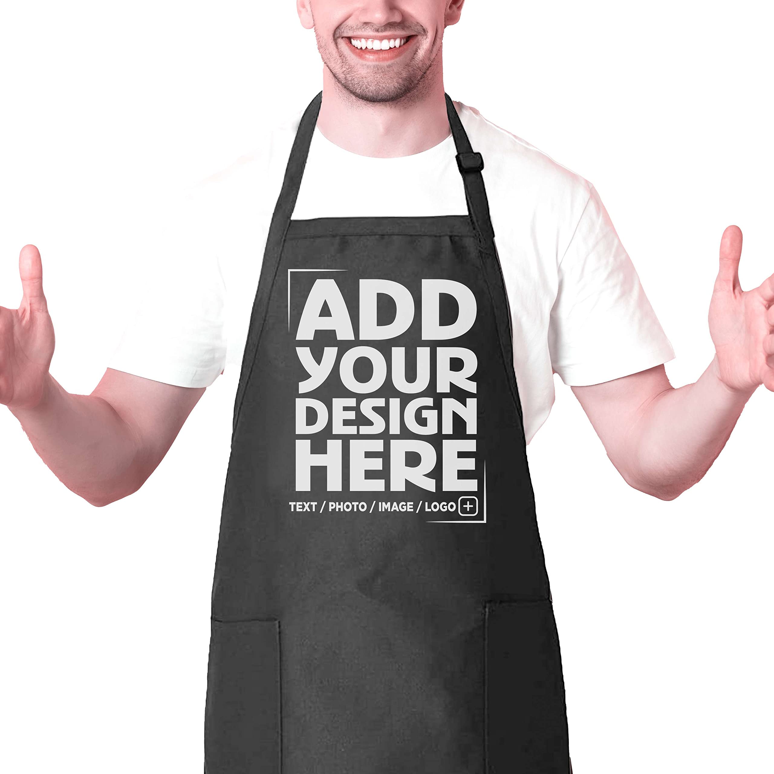 Custom  Personalized Design Your Own Adjustable Strap Cooking Kitchen Apron with Pockets