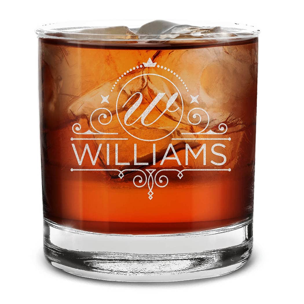 Custom Personalized Monogram Engraved Whiskey Glass 11 oz.