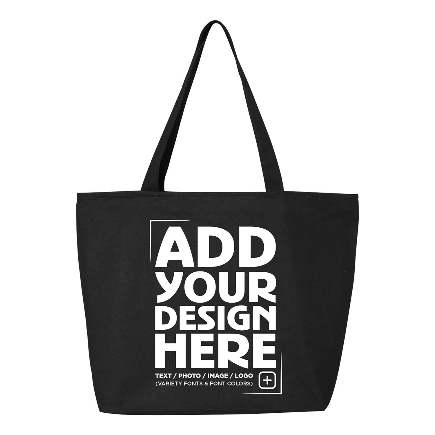 Custom Personalized Design Your Own Heavy Canvas Tote with Zipper Reusable Shopping Bag