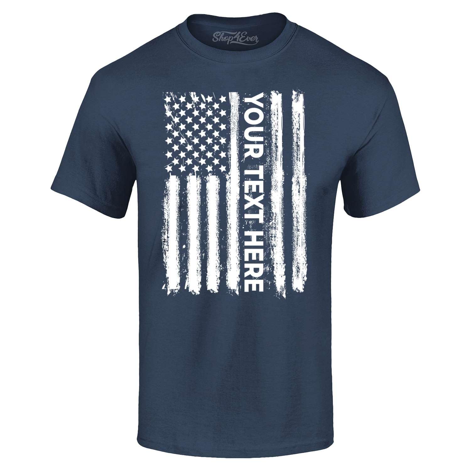 Custom Personalized Your Text Here American Flag USA T-Shirt