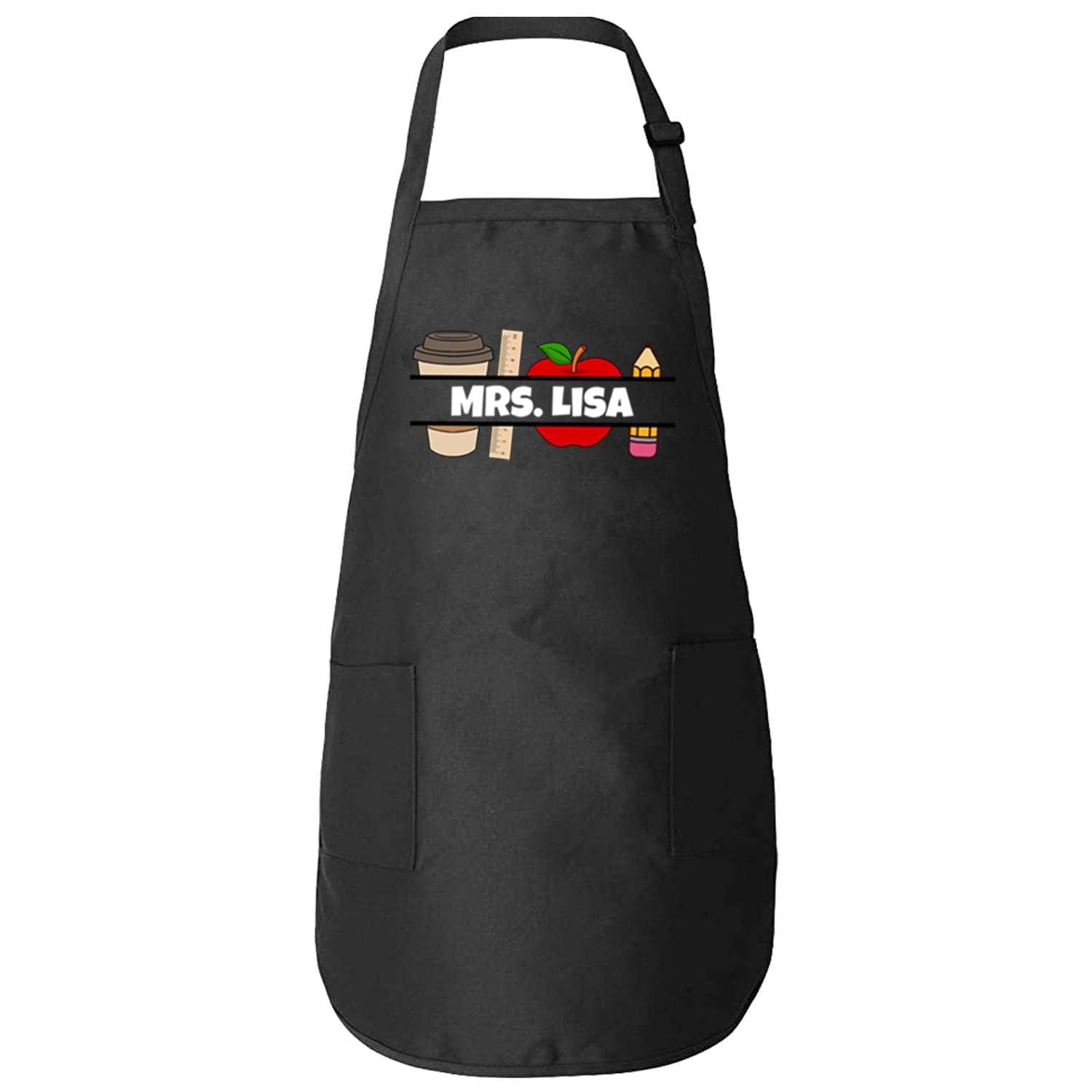 Custom Personalized Teacher Name Coffee Apple Teachers Apron.