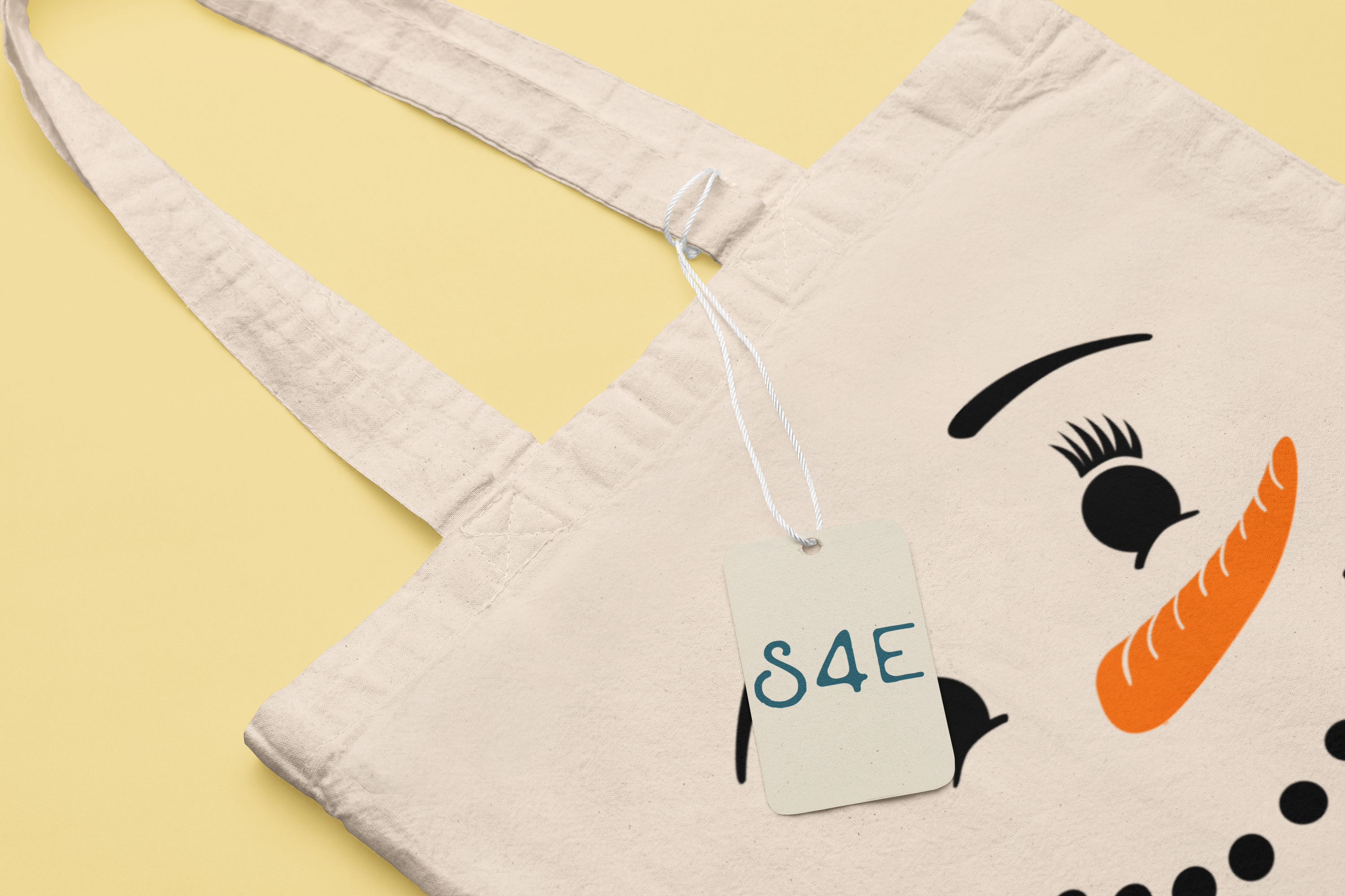 S4E® Christmas Snowman Face Cotton Canvas Tote Reusable Shopping Bag