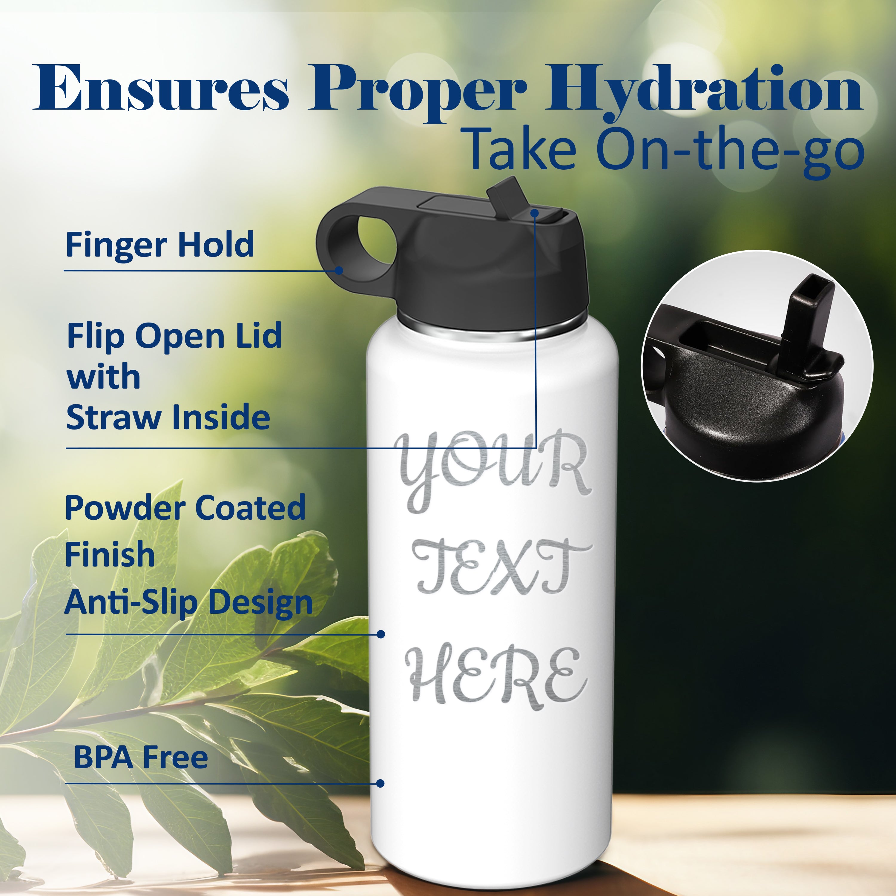 Custom Personalized Your Text & Logo Water Bottle 32oz.