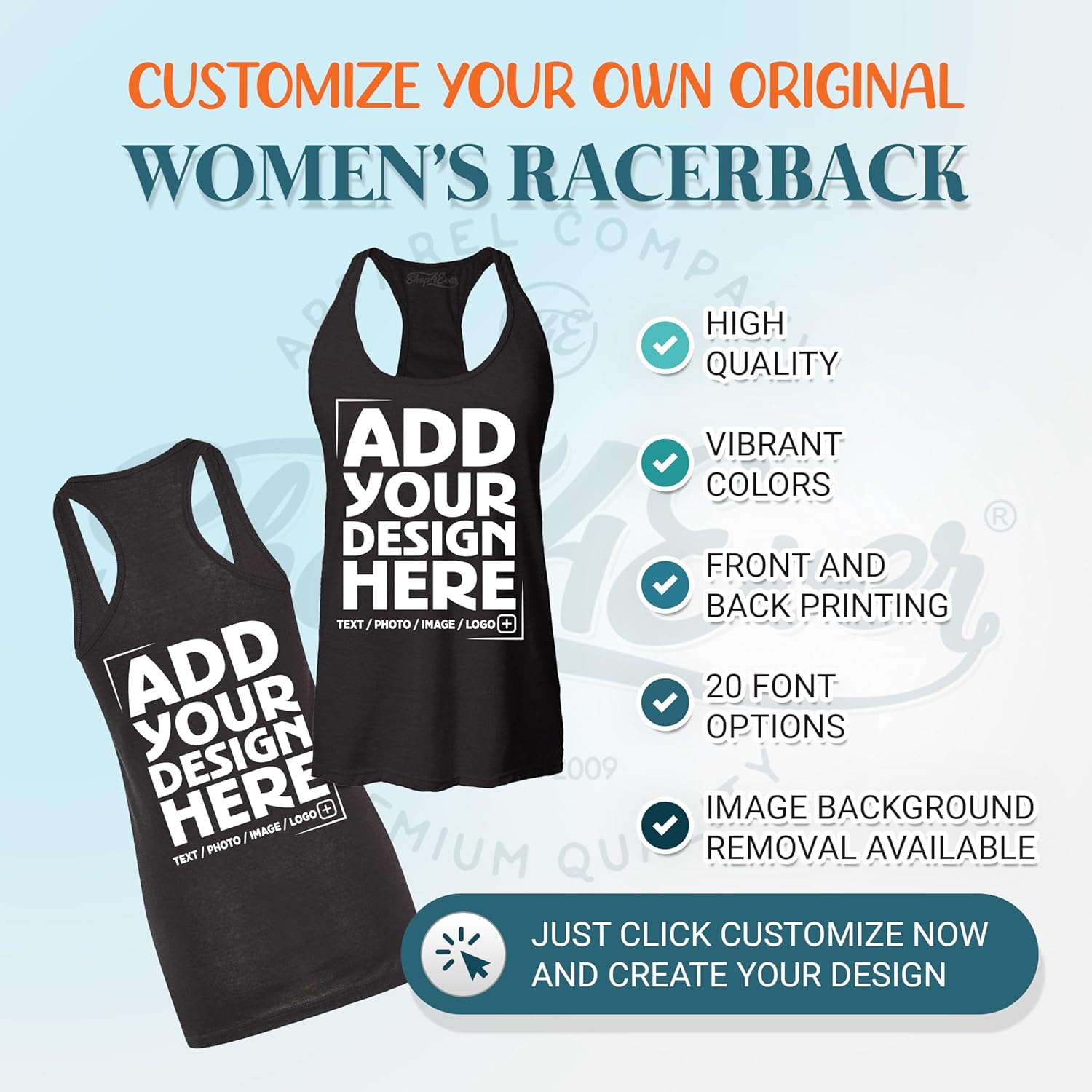 Custom Personalized Design Your Own Front Back Women's Racerback Tank Top
