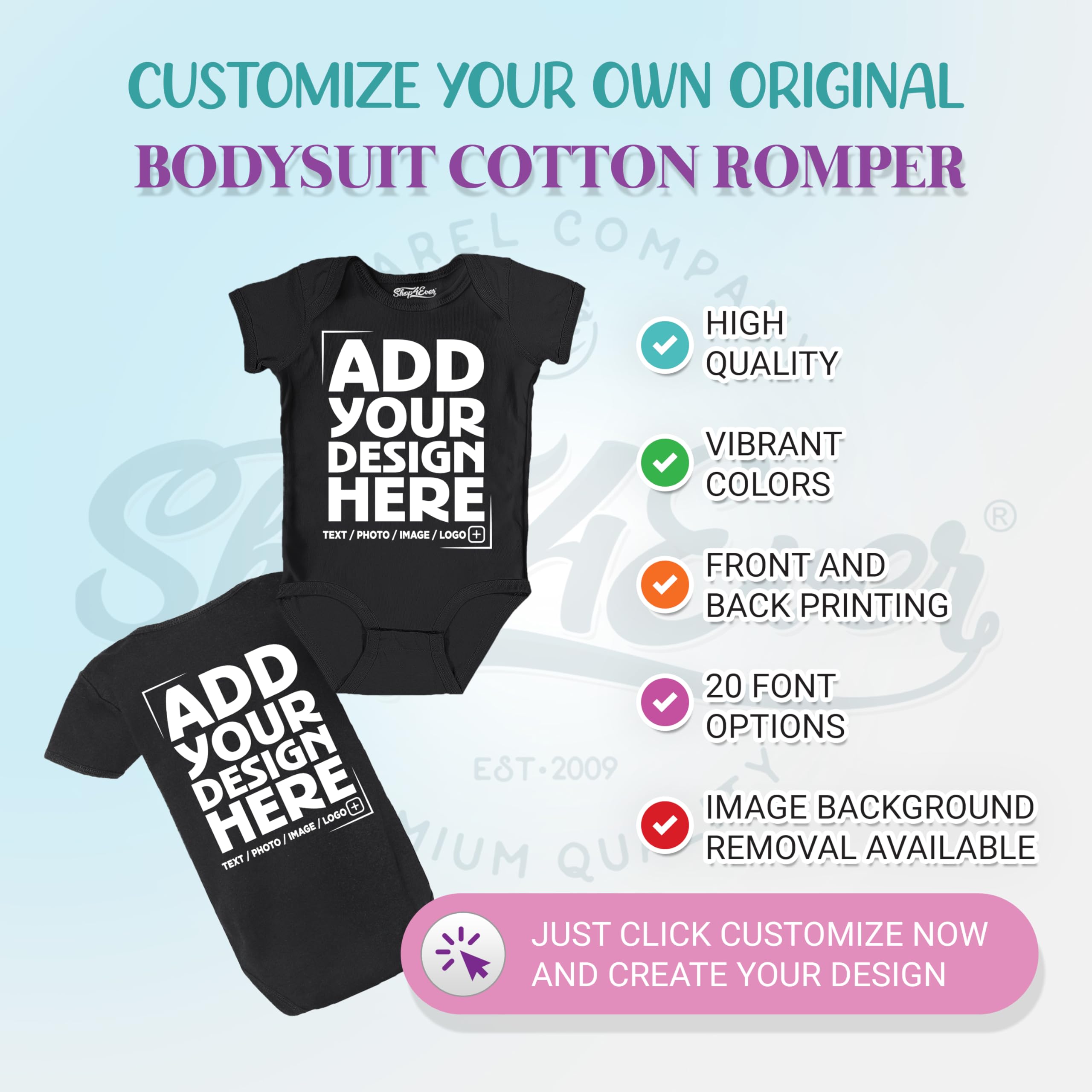 Custom Personalized Design Your Own Baby Bodysuit Cotton Romper Baby Bodysuit