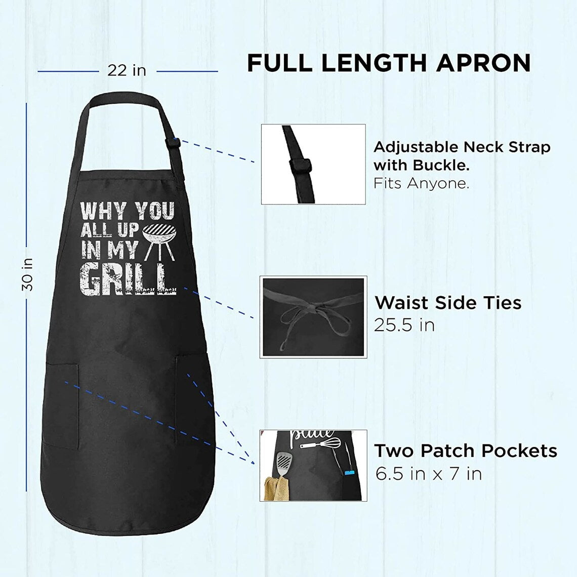 Kitchen Cooking Apron with a Quote for Men, Women