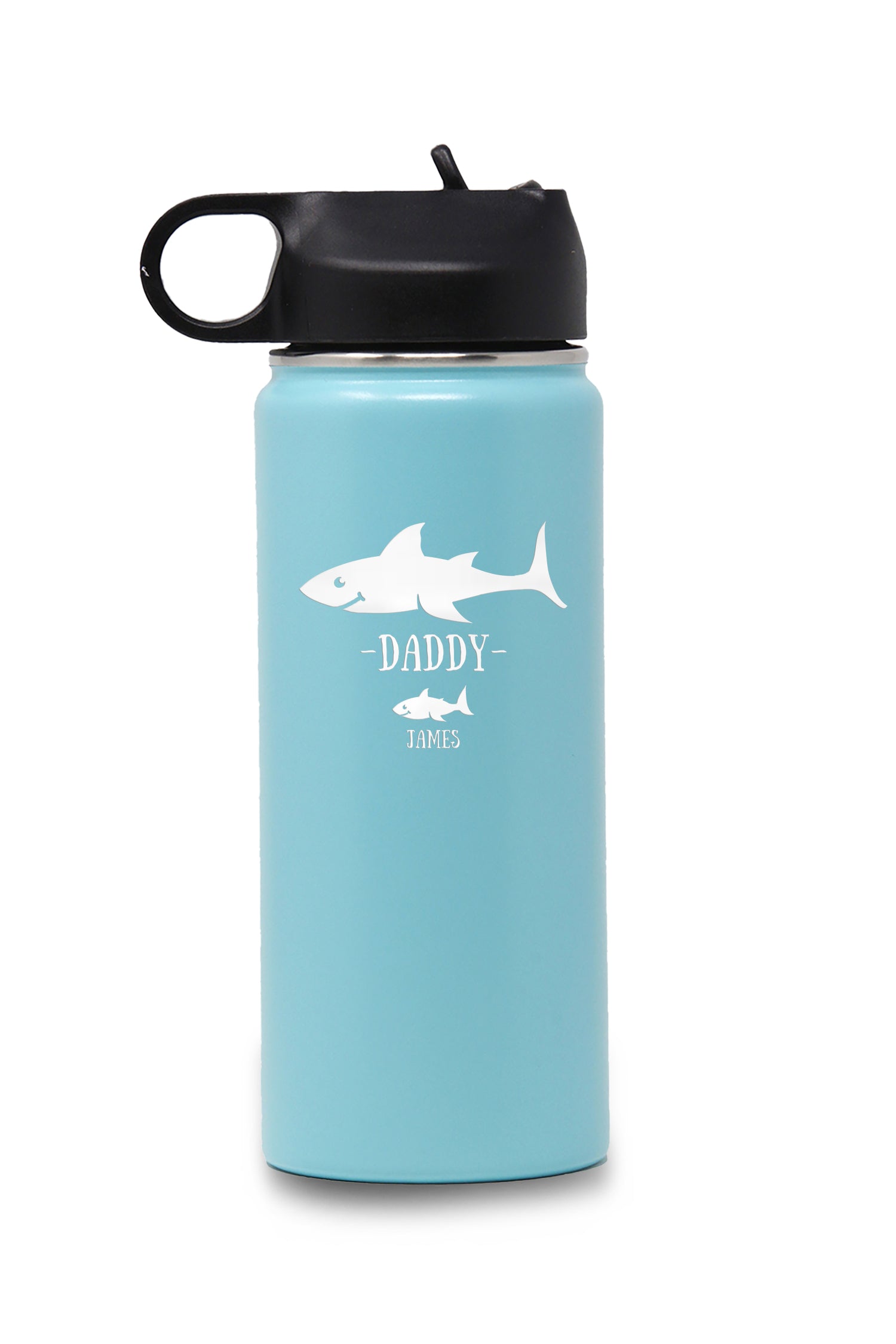 18oz Daddy Shark Water Bottle with Lid and Straw, Insulated Stainless Steel Sports Water Bottle Double Wall Vacuum Insulated Gift Cup
