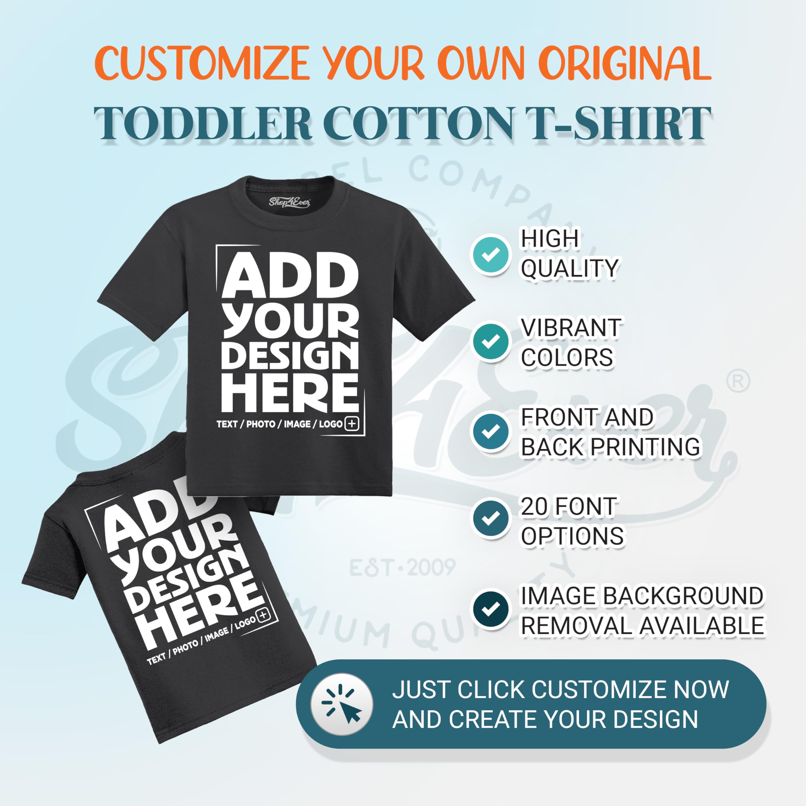 Custom Personalized Design Your Own Toddler Cotton T-Shirt