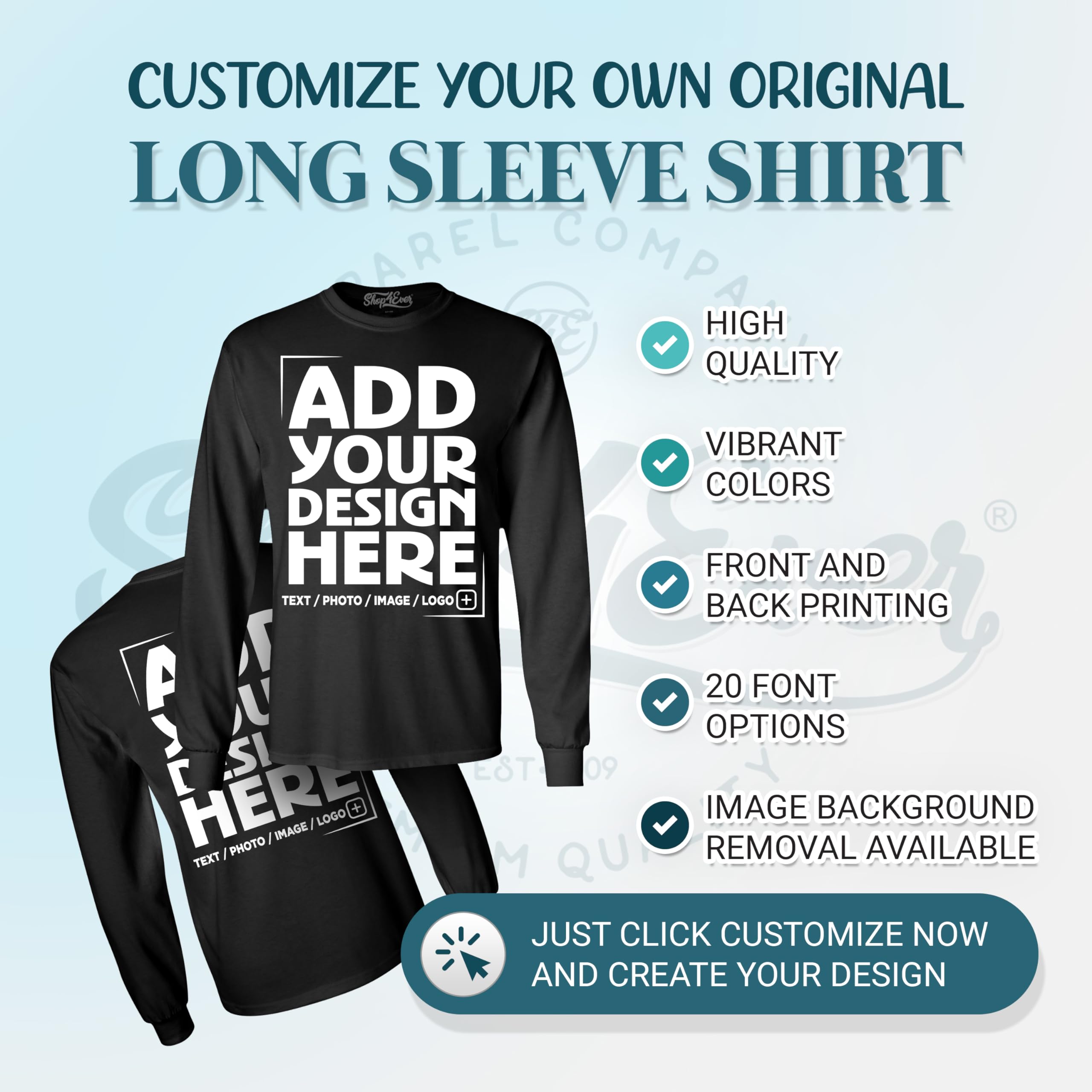 Custom Personalized Design Your Own Front Back Long Sleeve Shirt