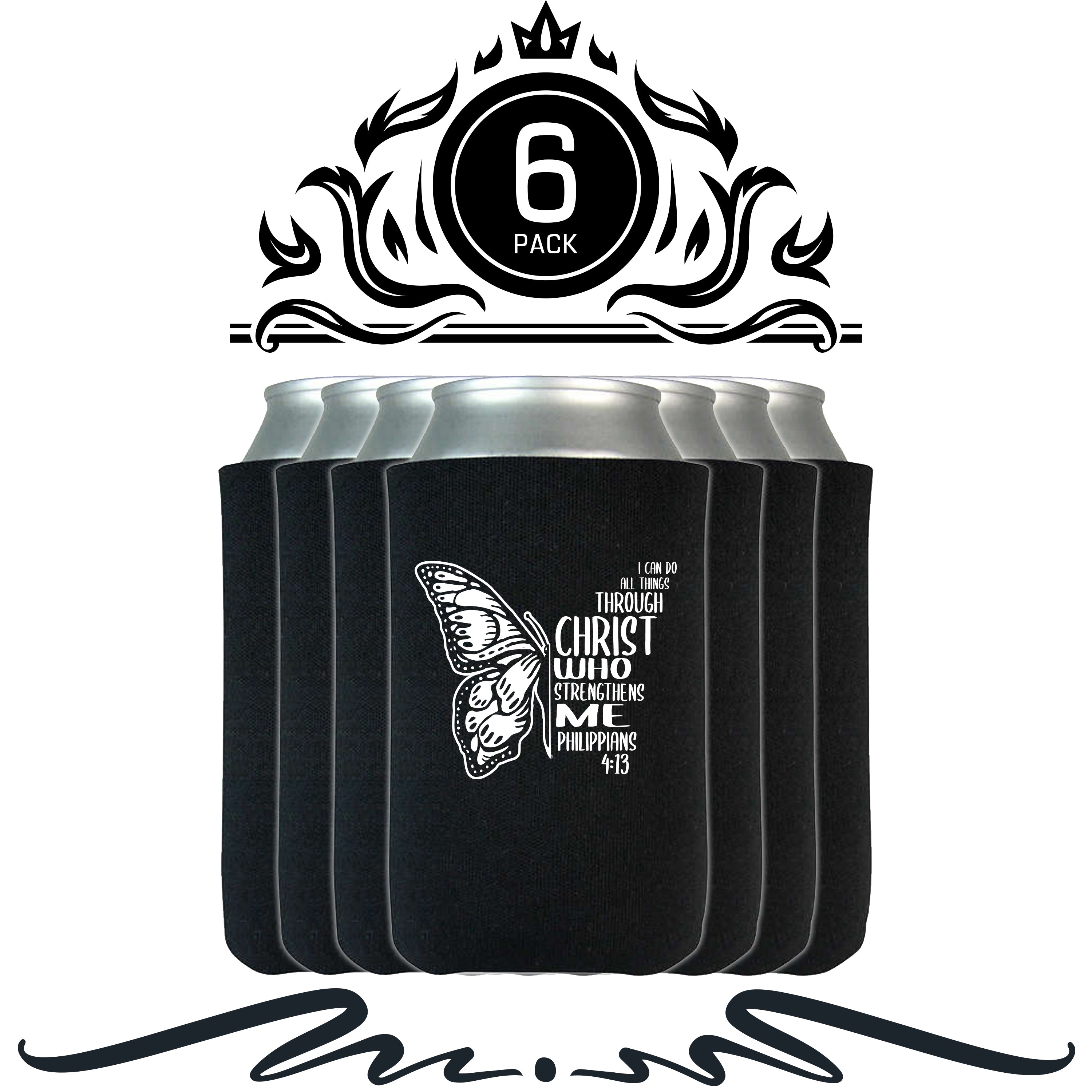 S4E® I Can Do All Things Through Christ with Butterfly Christian Can Coolie, Insulating Sleeve Holder for Beverage Cups