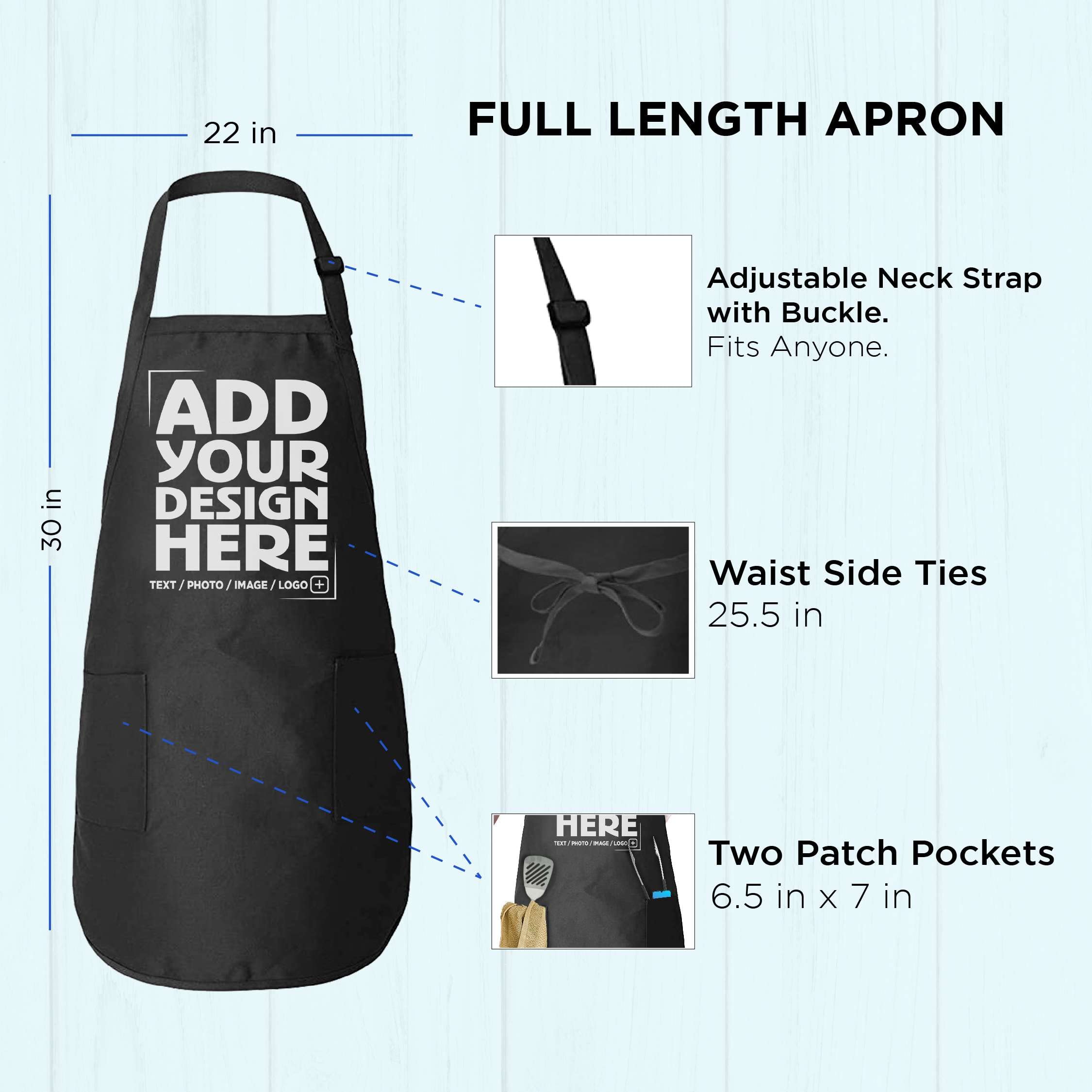 Custom  Personalized Design Your Own Adjustable Strap Cooking Kitchen Apron with Pockets