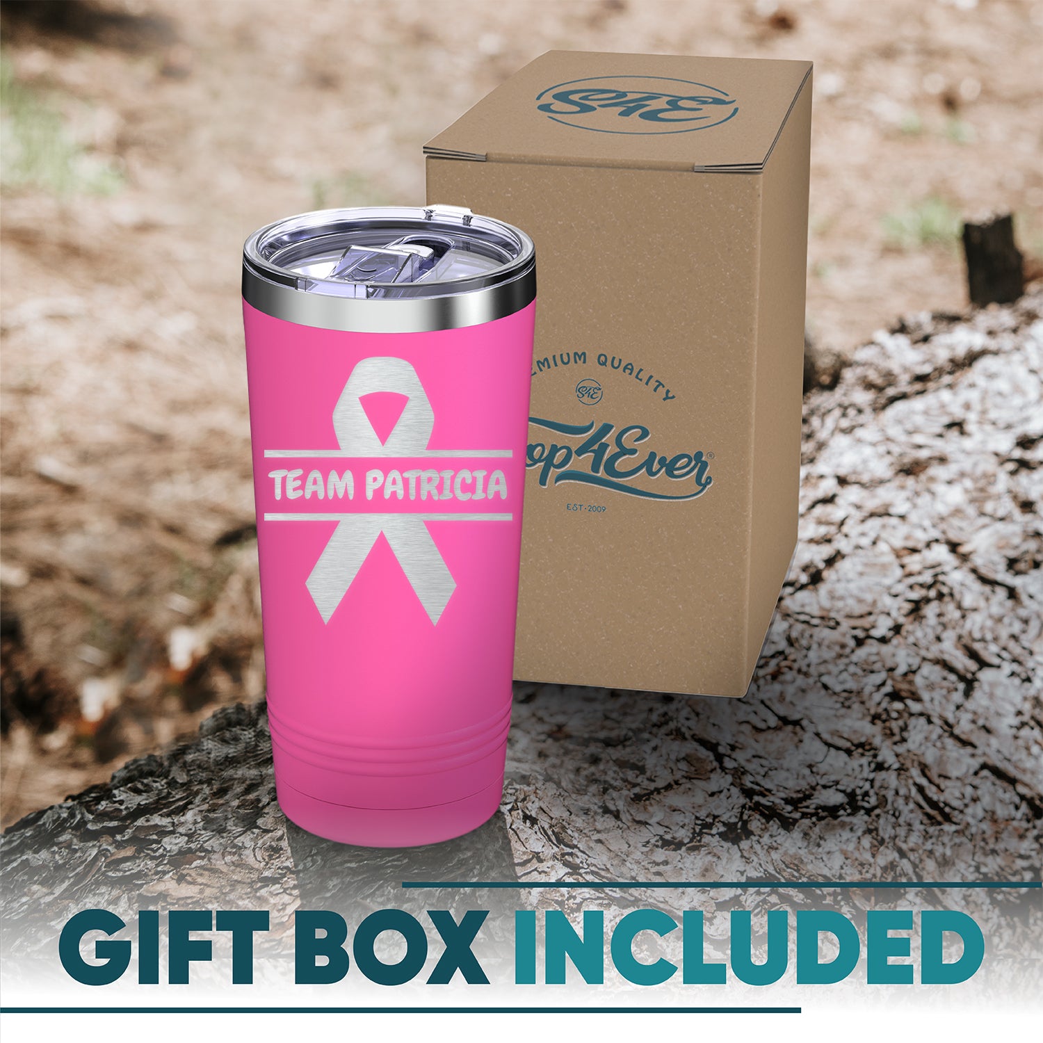 Custom Personalized Breast Cancer Ribbon Your Name Insulated Tumblers 20 oz.