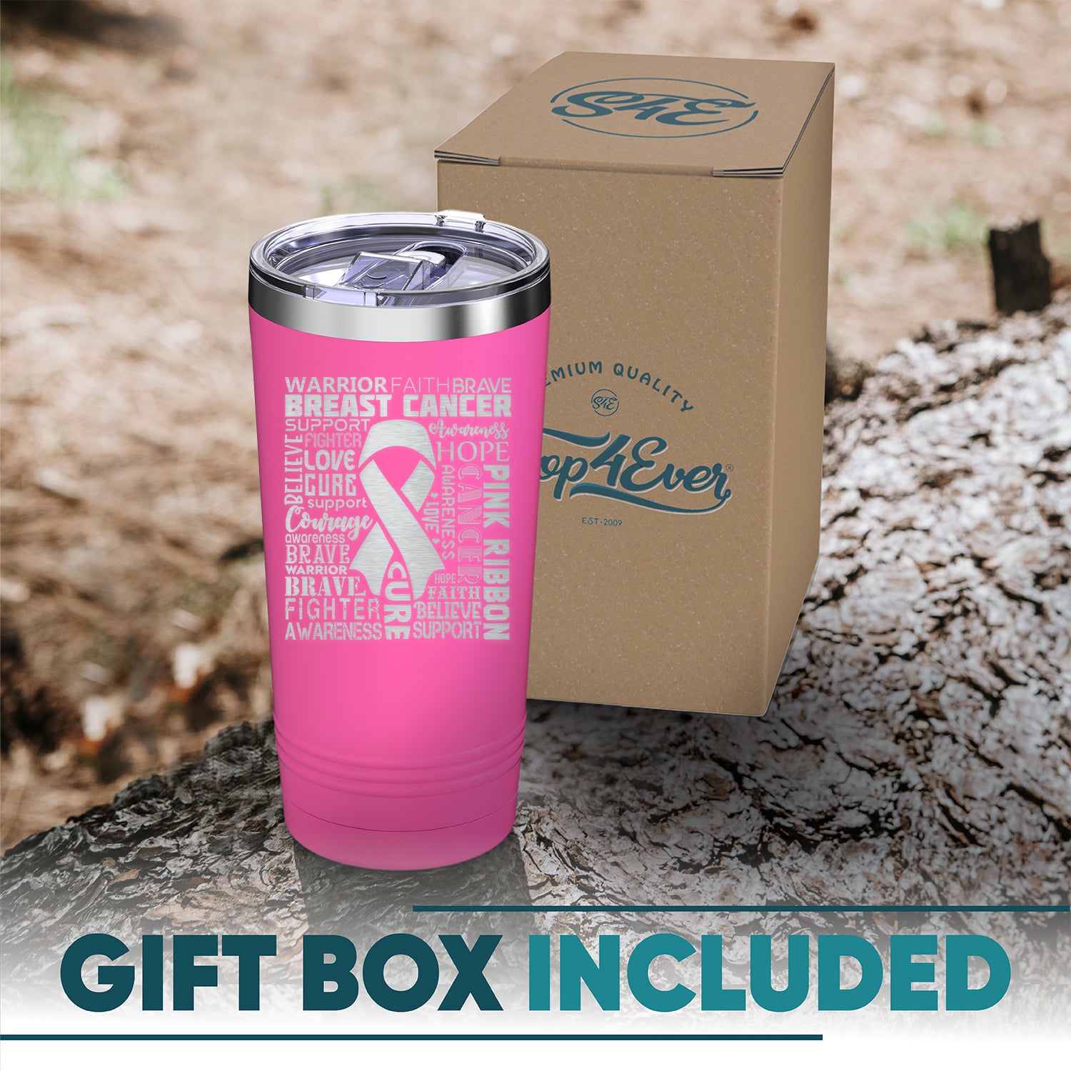 Breast Cancer Awareness Ribbon Word Cloud Insulated Tumblers 20 oz.