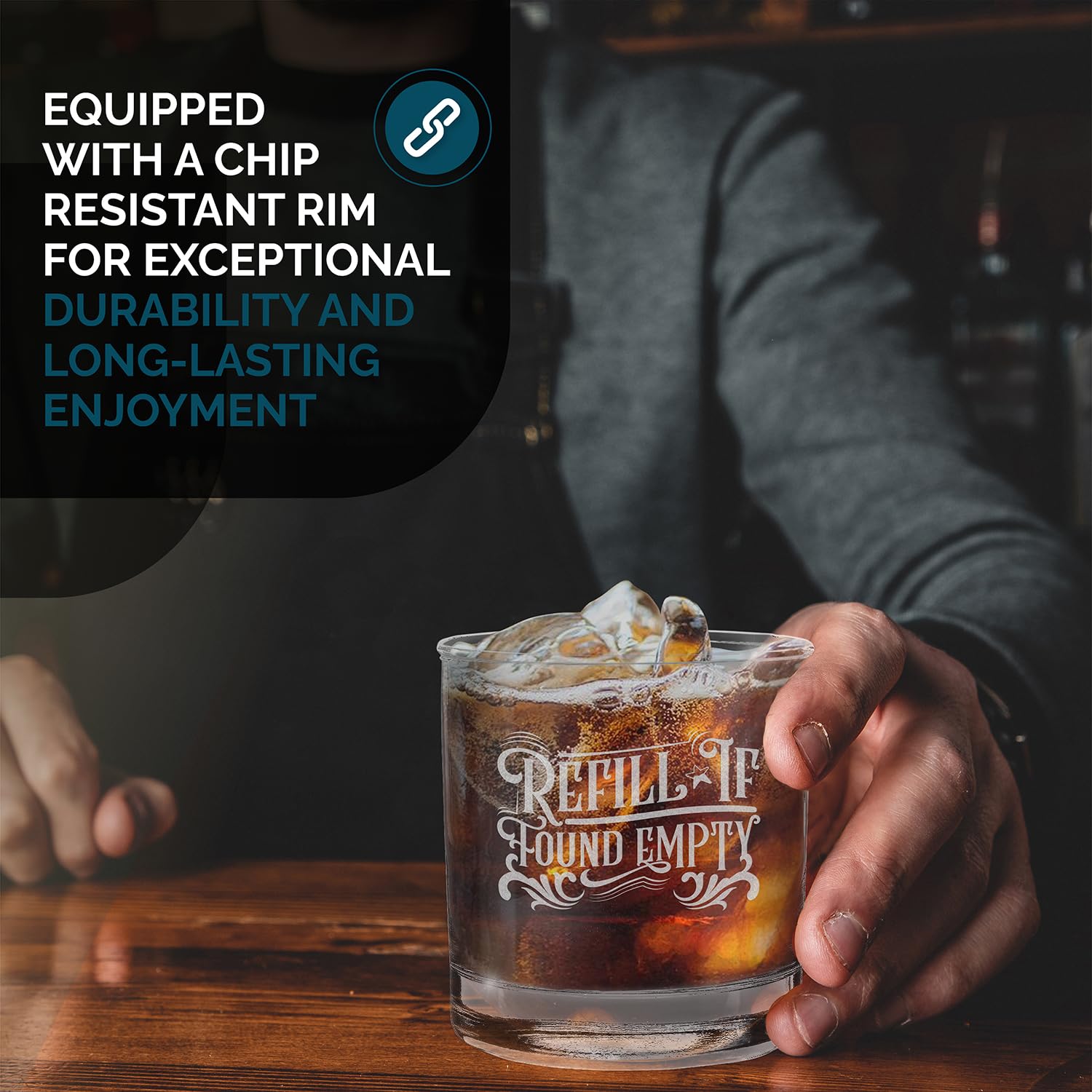Refill If Found Empty Engraved Whiskey Glass 11 oz.