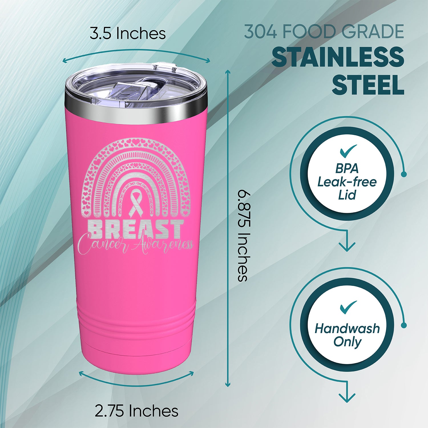 Breast Cancer Awareness Rainbow Insulated Tumblers 20 oz.