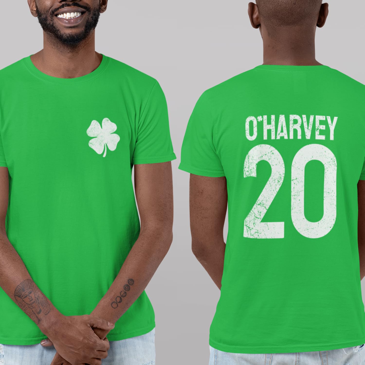 Custom Personalized Your Name and Jersey Number Shamrock St. Patrick's Day T-Shirt