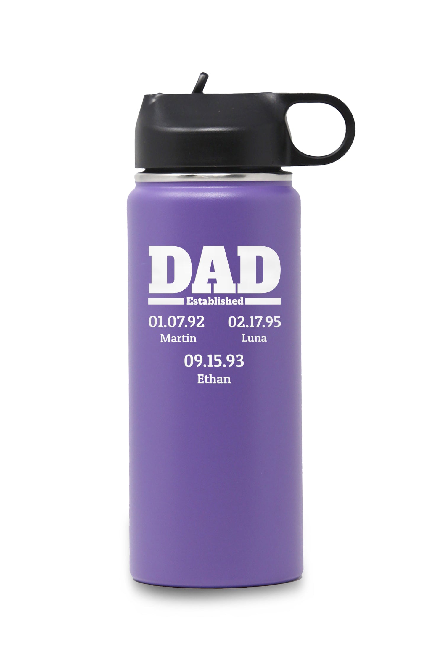 18oz Dad Established Water Bottle with Lid and Straw, Insulated Stainless Steel Sports Water Bottle Double Wall Vacuum Insulated Gift Cup
