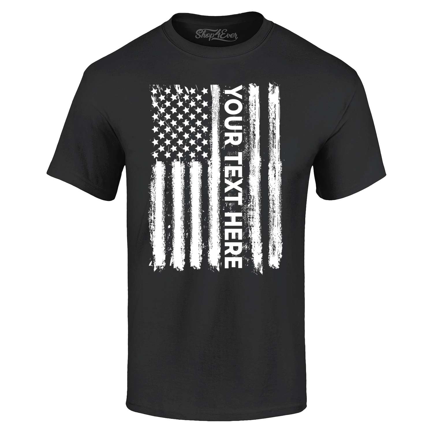 Custom Personalized Your Text Here American Flag USA T-Shirt