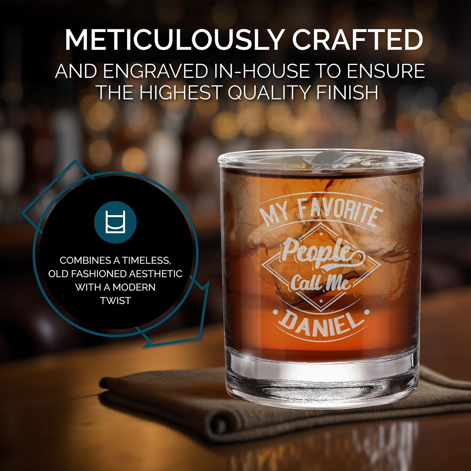 Custom Personalized My Favorite People Call Me Your Name Engraved Whiskey Glass 11 oz.