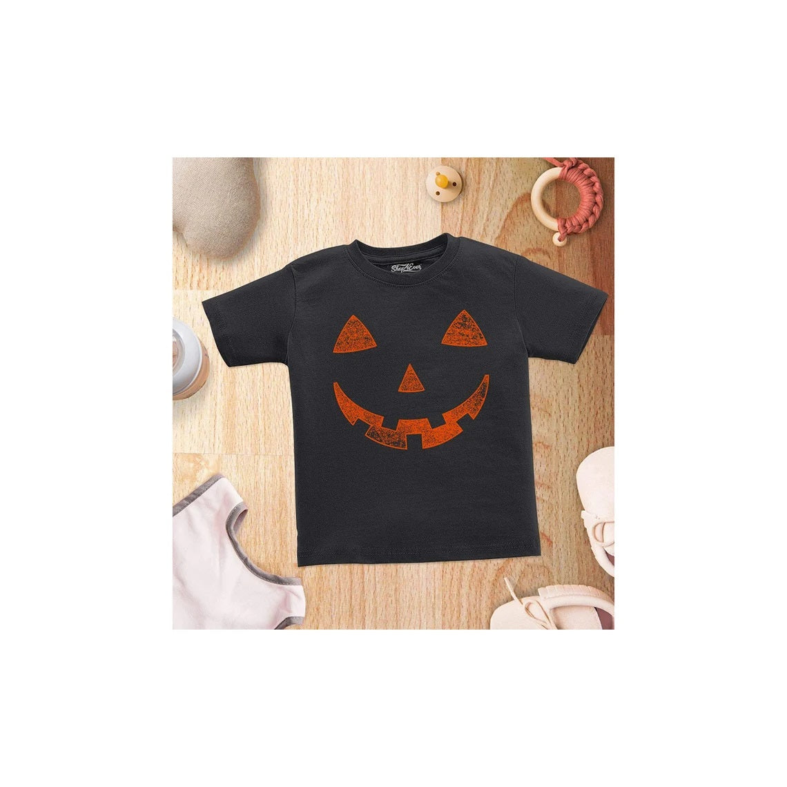 Orange Jack O' Lantern Pumpkin Face Toddler Cotton T-Shirt
