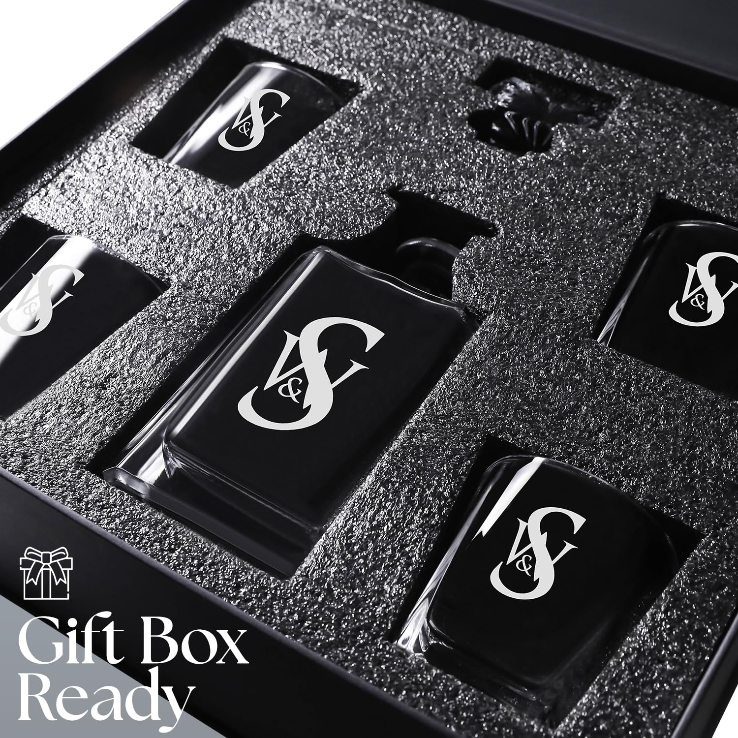 Custom Personalized Your Text Here Engraved Whiskey Decanter Set with 4 Glasses.