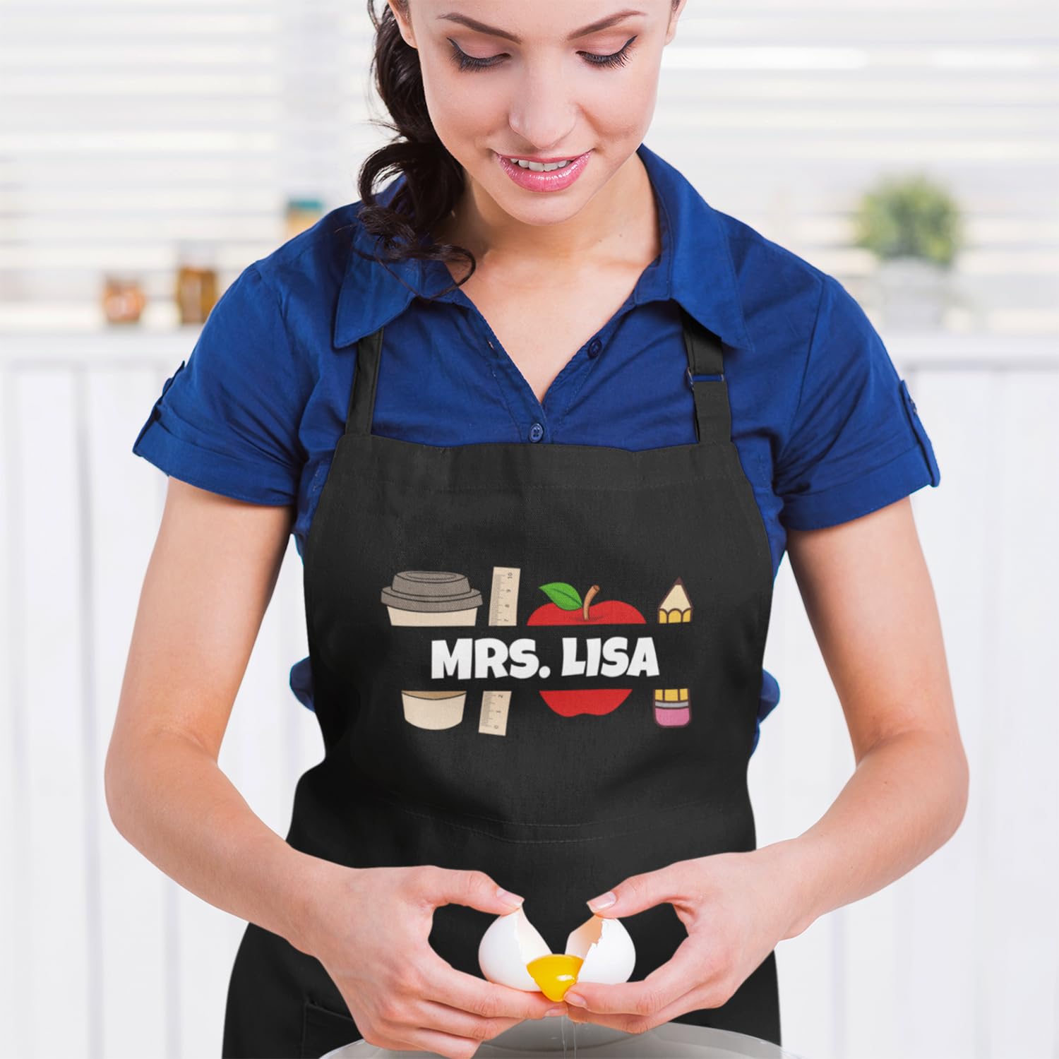 Custom Personalized Teacher Name Coffee Apple Teachers Apron.