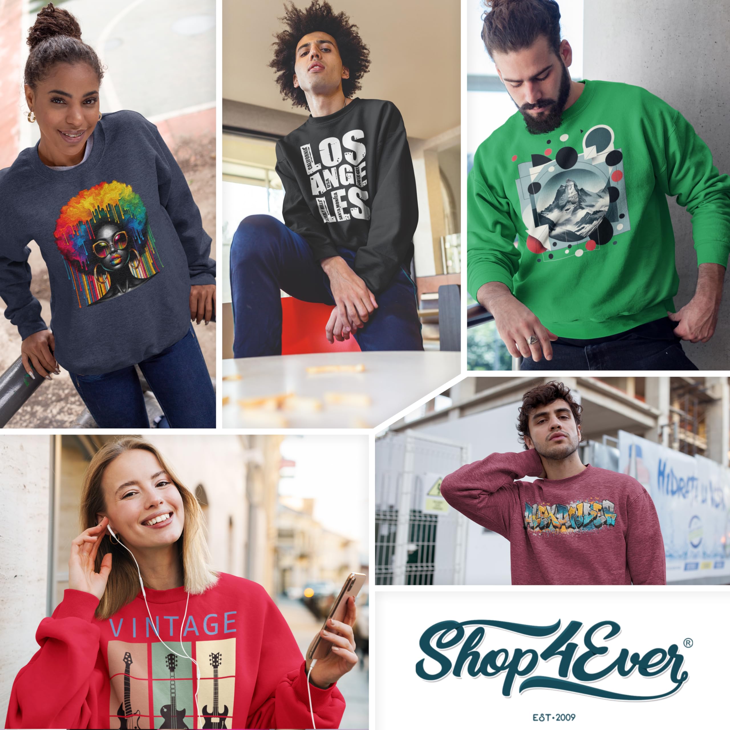 Custom Personalized Design Your Own Front Back Crewneck Sweatshirts
