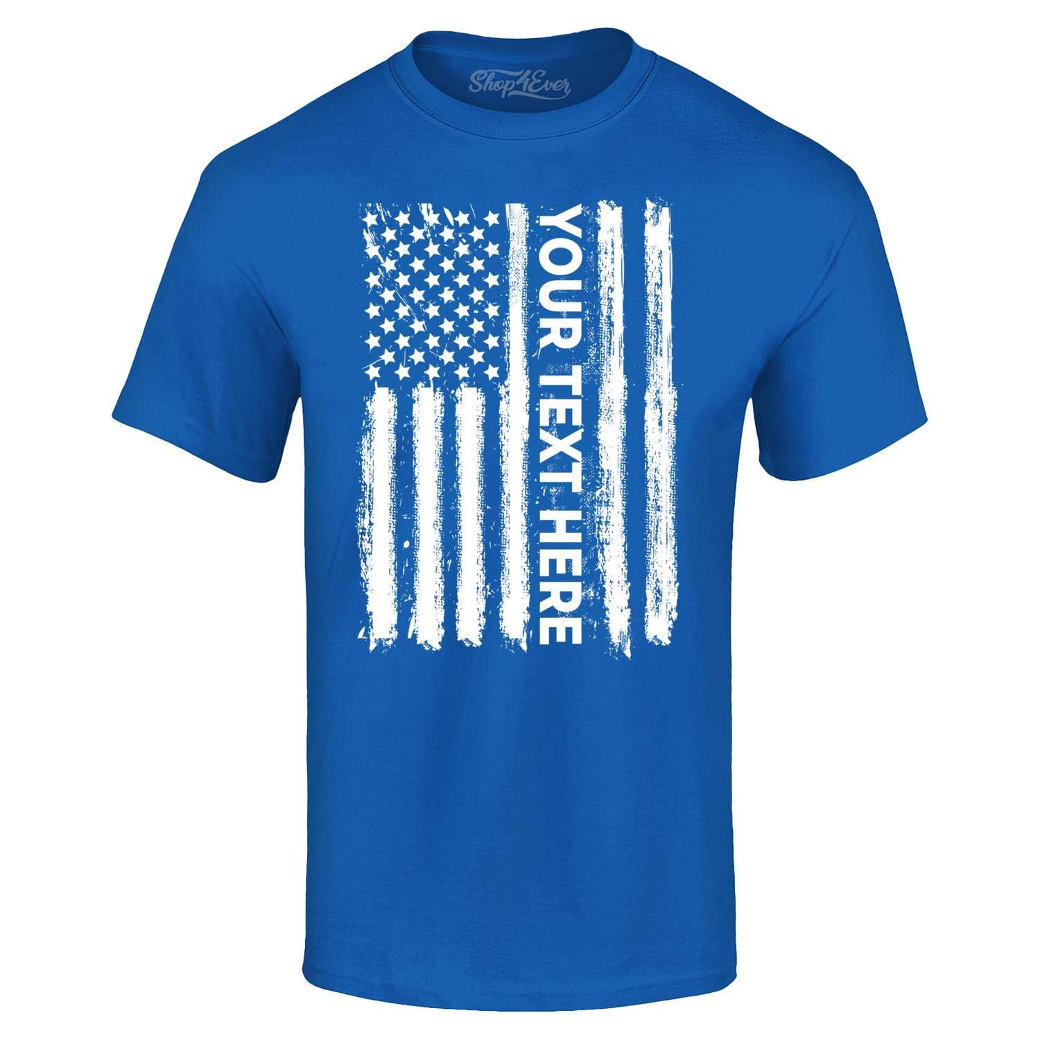 Custom Personalized Your Text Here American Flag USA T-Shirt