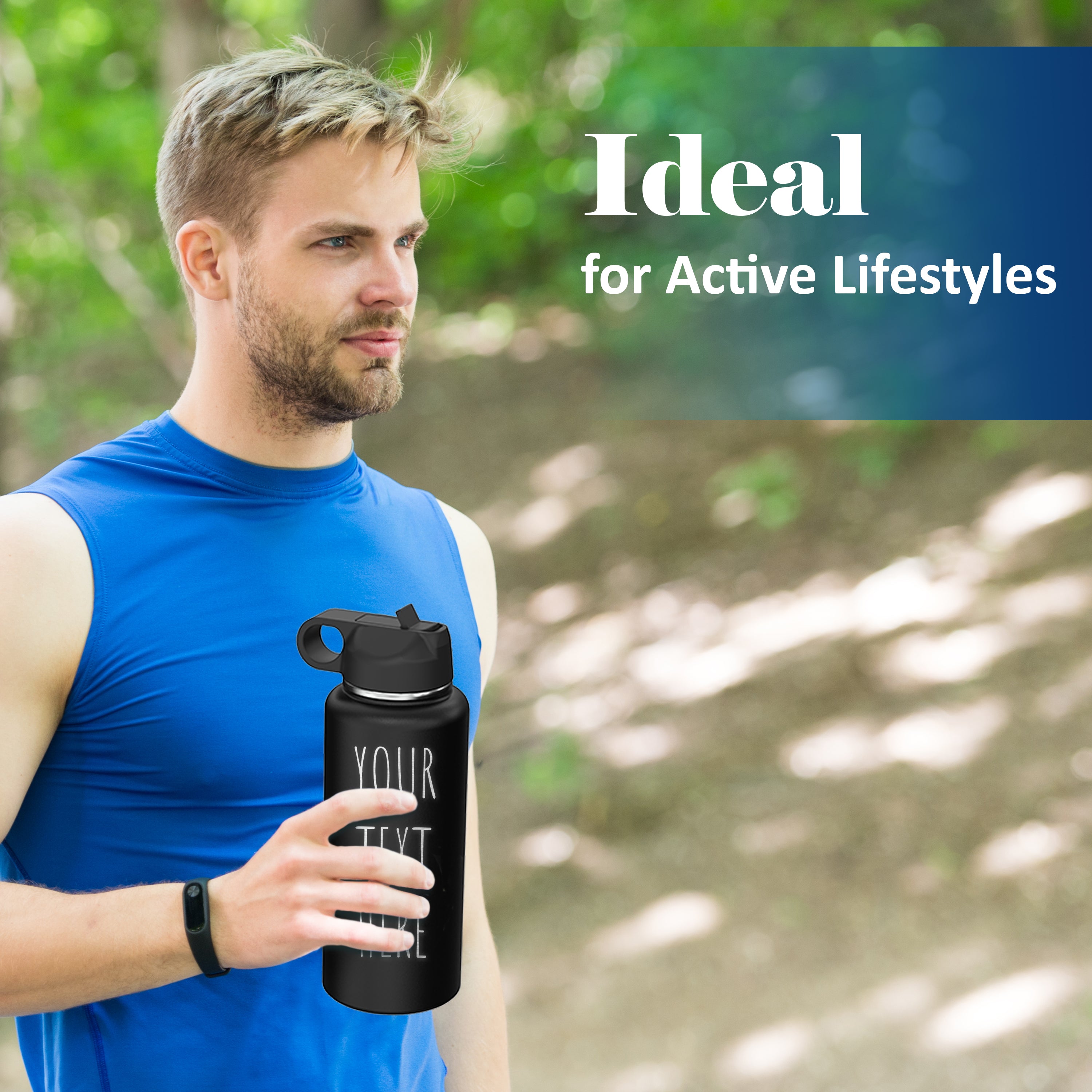 Custom Personalized Your Text & Logo Water Bottle 32oz.