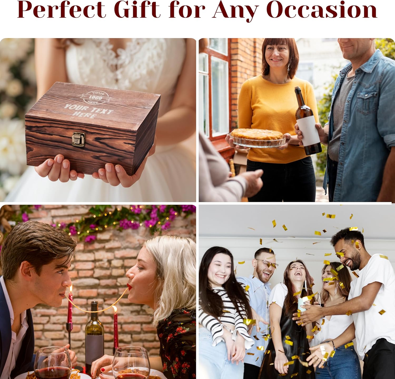 Custom Your Text or Logo Here Set of 2 Stemless Wine Glasses and Accessories with Engraved Wine Box Design Your Own Personalized Gift for Him Her Couples