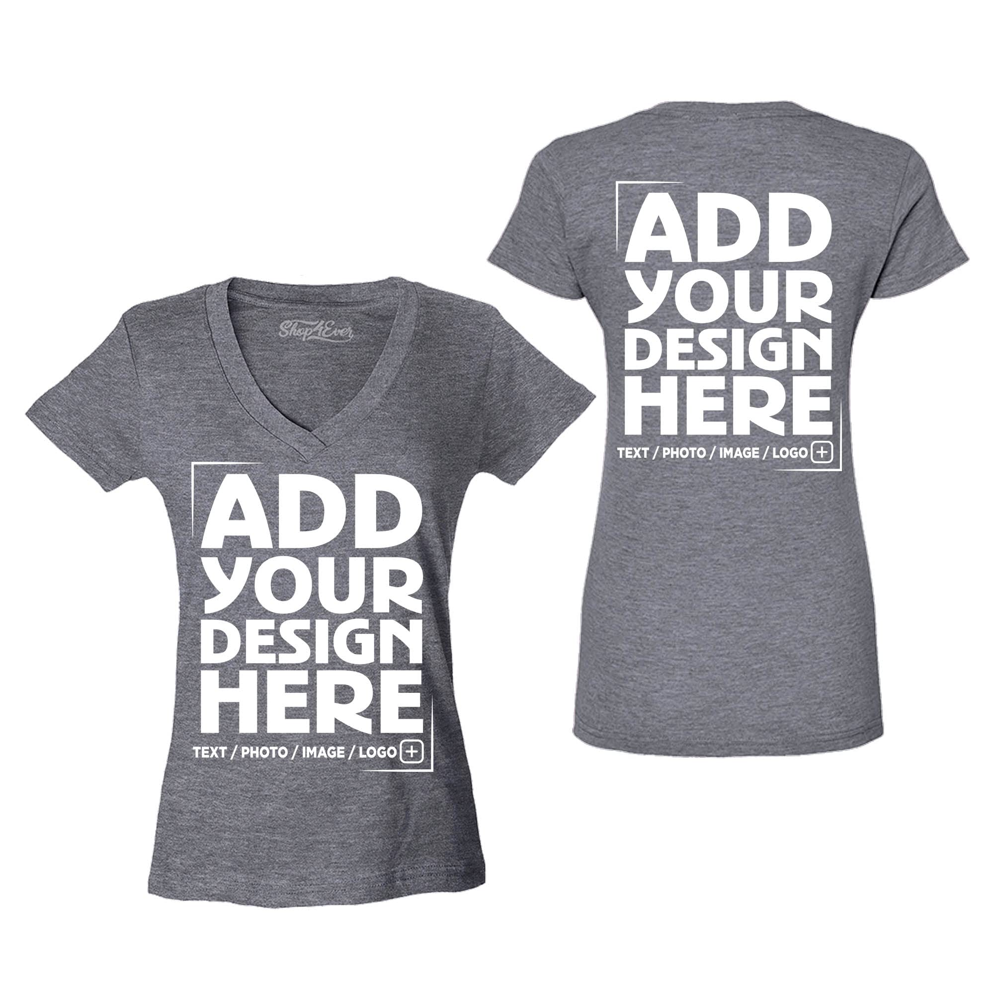 Custom Personalized Design Your Own Front Back Women's V-Neck T-Shirt